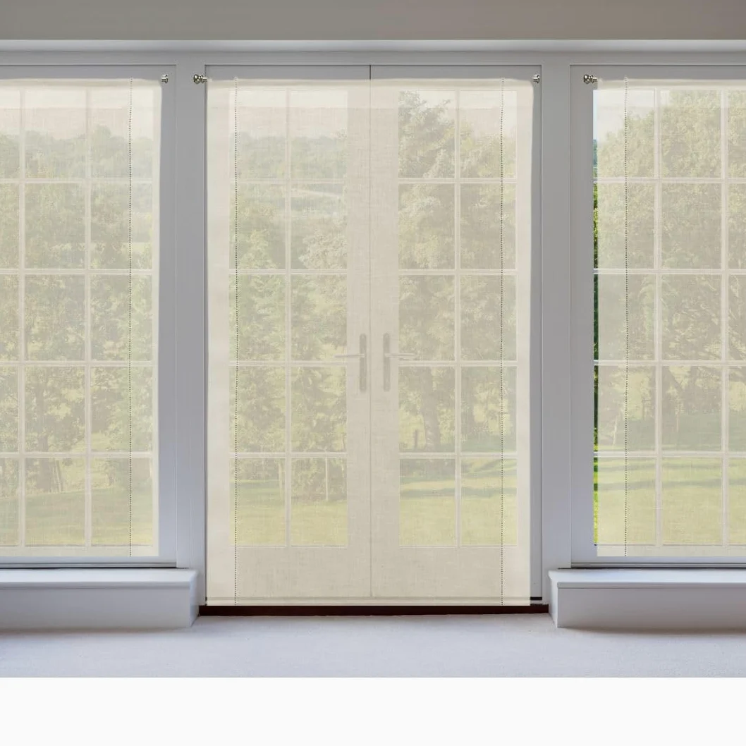 Cuore di lino - Rideau en Verre Pur Lin 100% Made in Italy Ajour Blanc crème (45 x 160 cm)
