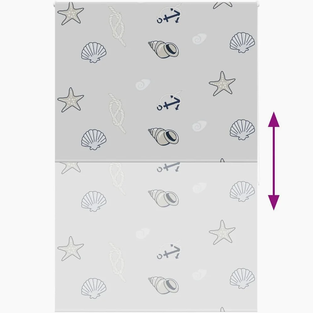 Store Enrouleur de Douche en PEVA 160x240 cm Largeur Tissu 156 cm avec Motif étoile de mer, Montage Plafond ou Mur, sécurité Enfants, Occultation et intimité pour Salle de Bain