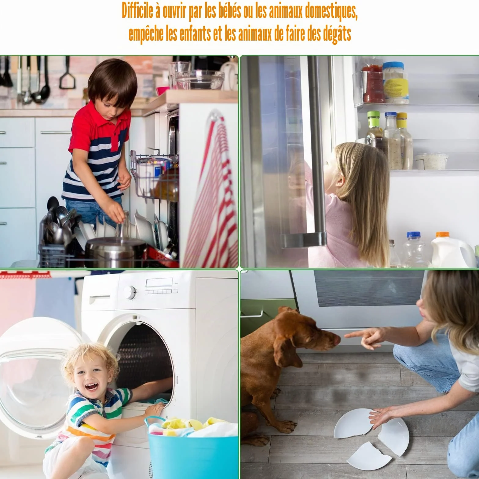 RUIJIE Bloc Porte Securite de Placard 4 Pièces Bebe, Sécurité Enfant Tiroir Armoires Verrous Cabinet