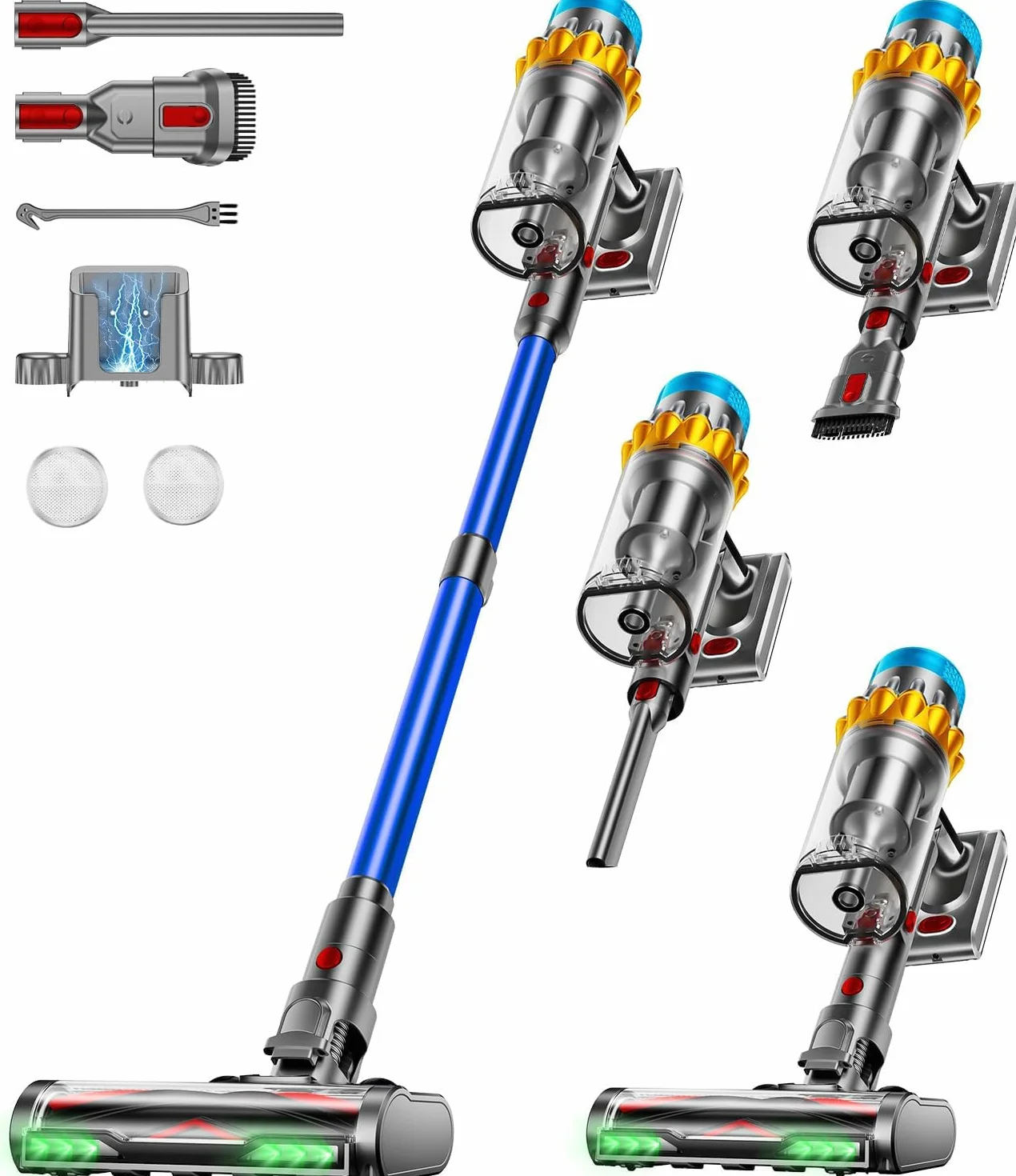 Aspirateur Balai sans Fil 650W 55KPA 70Min Puissant Autoportante 1,8L Brosse Anti-Enchevêtrement