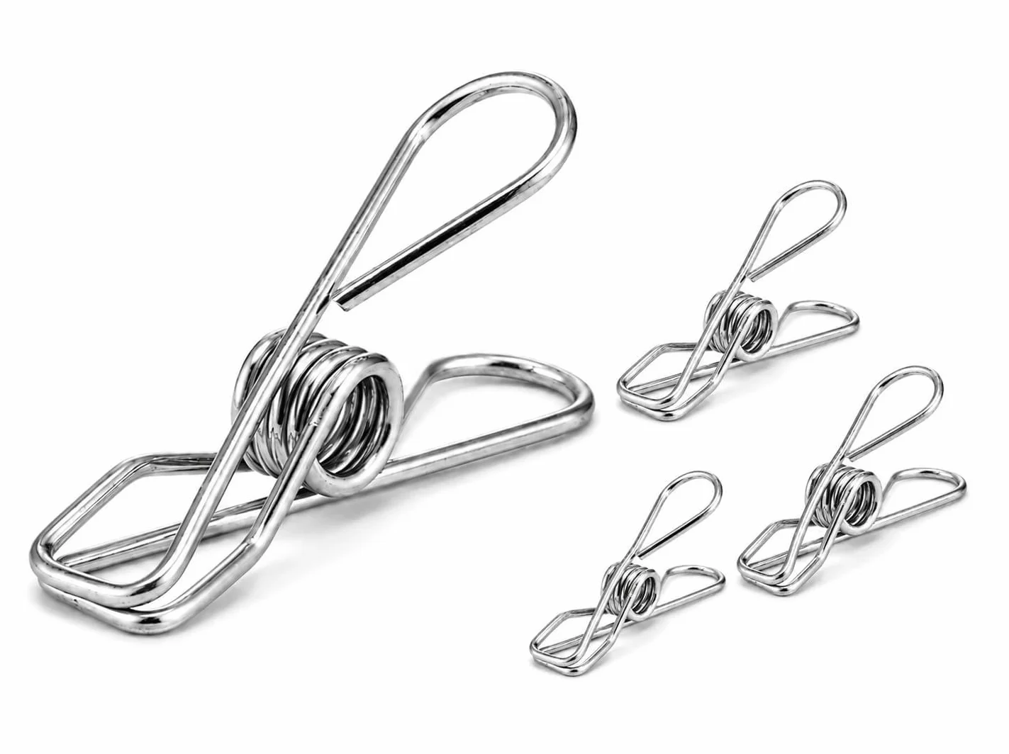 Lot de 200 pinces à linge en acier inoxydable - Pinces en métal inoxydable pour cordes à linge, serviettes, chaussettes, camping, ménage, restauration, pinces à notes, clips de fixation, coupe-vent