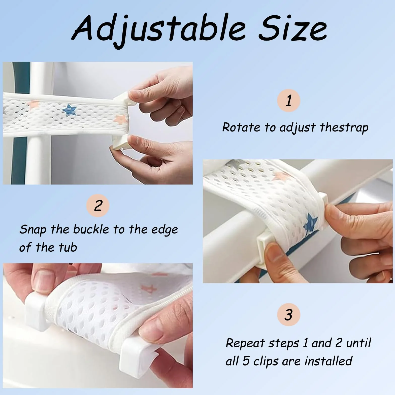 Hamac Antidérapant pour Bain Bébé Transat Pliable en Maille 0-36 Mois