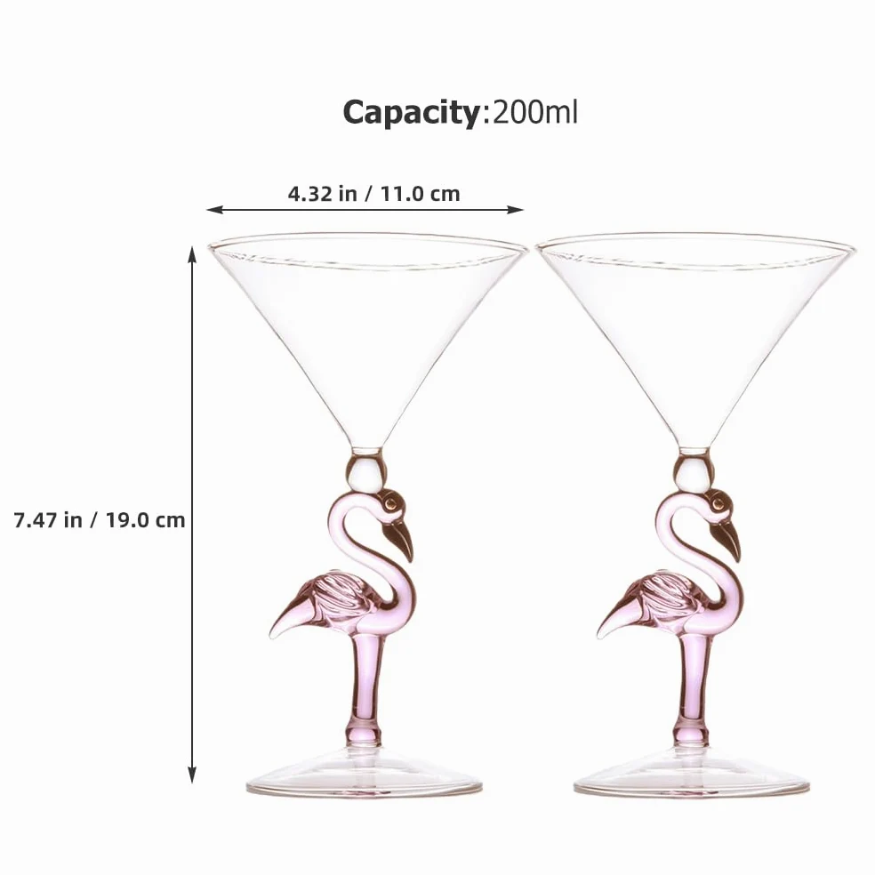 Cabilock Lot de 2 verres à vin en forme de flamant rose - Verres à eau - Verres à pinte - Verres à whisky incassables - Verres à cocktail colorés - Verres à cocktail - Verres à cocktail