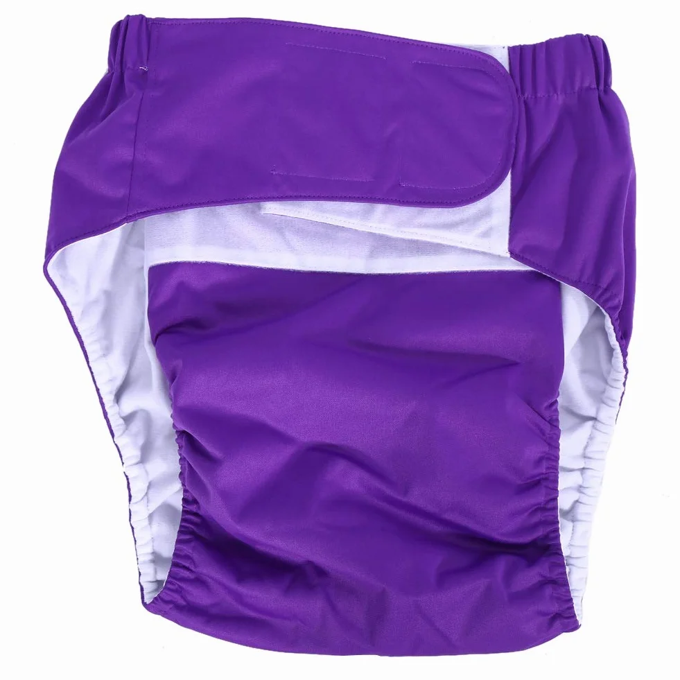DEWIN Couche Adulte Pantalon à Couches Culotte Tissu Réglable Ultra Absorbante Incontinence Adulte Lavable Violet Foncé