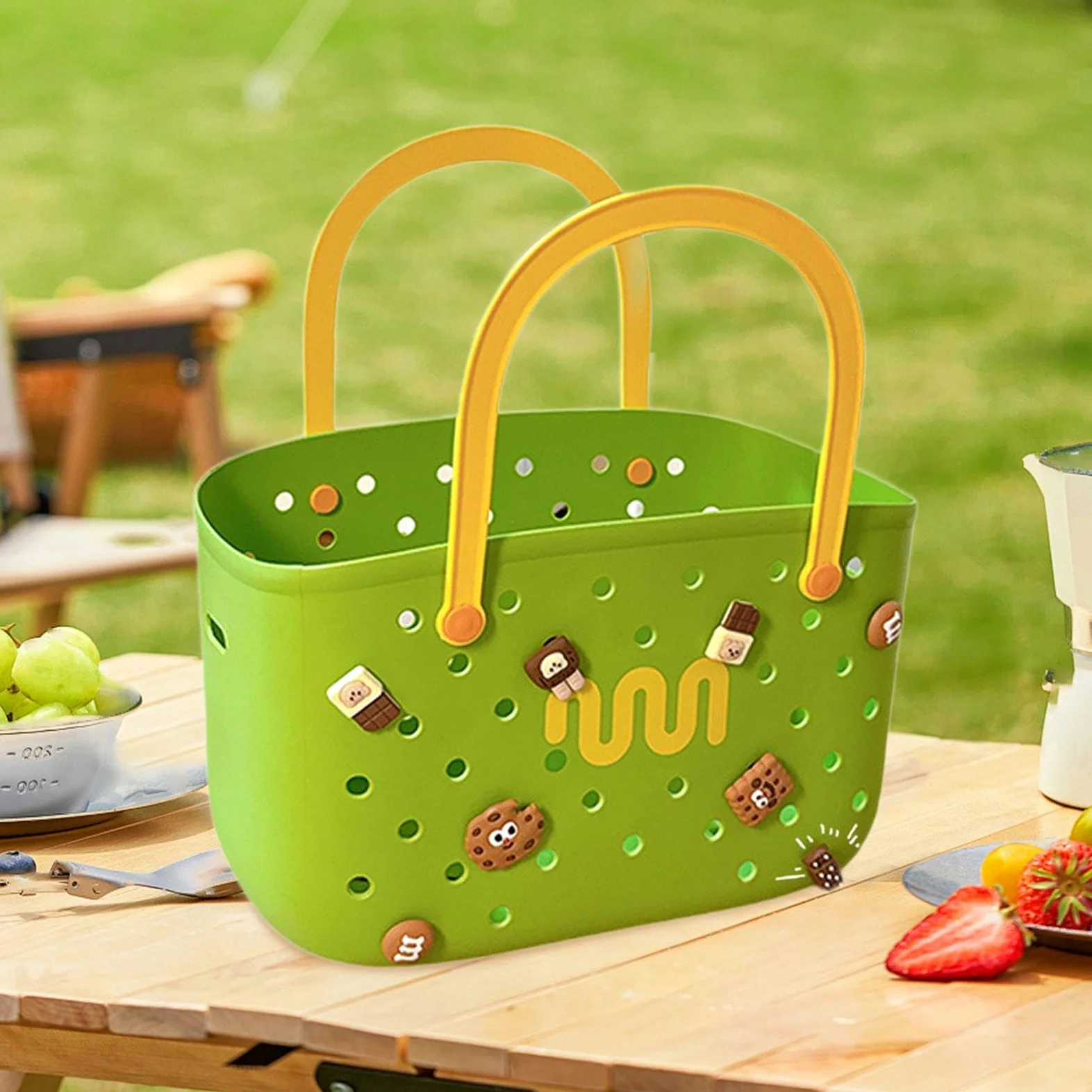 Sac de Plage, Portable, pour L'été, Sac de Tendance, Sac à Main, Panier de Plage Multifonctionnel, Vert