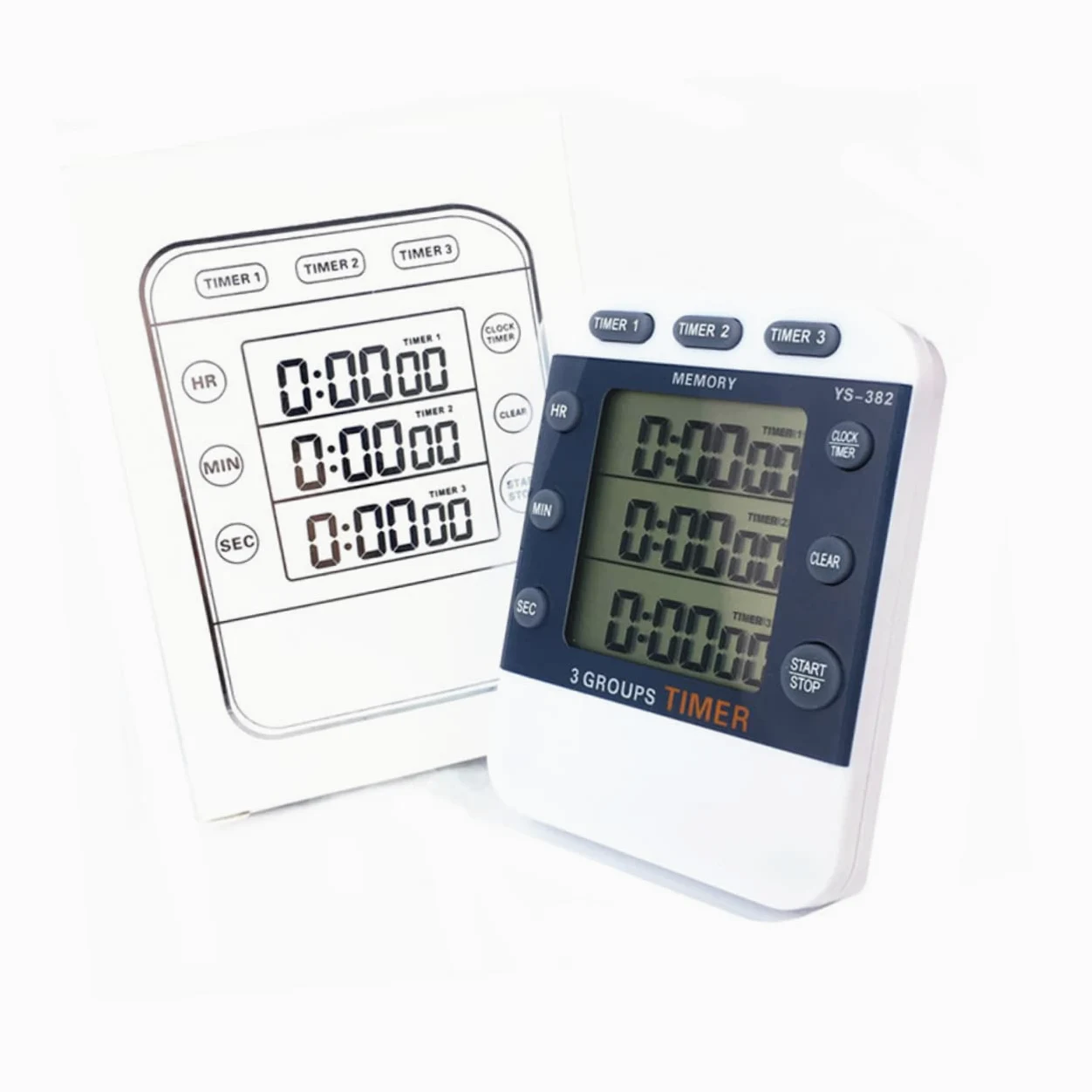 VANZACK 3 pour Batterie Horloges Minuterie Étudiants LCD Chronographe Chronomètre Jeux Numériques Rappel Horloge De Cuisine sans Ligne De Compte À Rebours Magnétique Horloge De Cuisine De