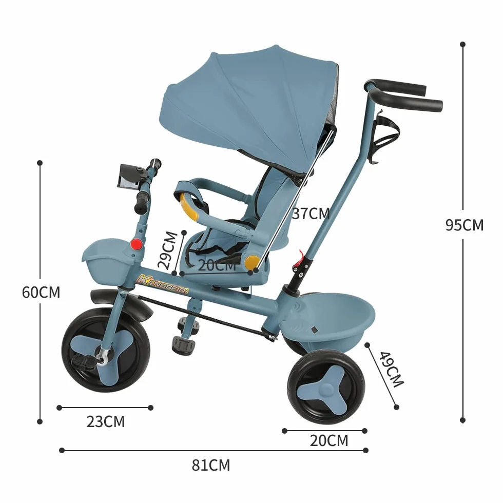Poussette Canne 3 Roues 5 en 1 Tricycle Évolutif jusqu'à 25 kg Pliage Compact