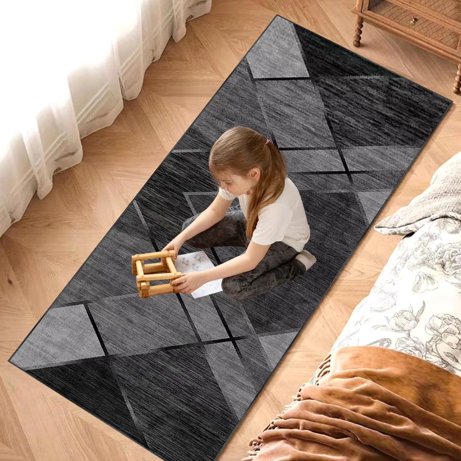 Tapis Couloir Long Moderne 80 x 200 cm Tapis Escalier Absorbant Paillasson Exterieur Tapis Cuisine Devant Evier Antidérapant et Lavable Tapis de Passage pour Cuisine Salon Chambre Entree Interieur