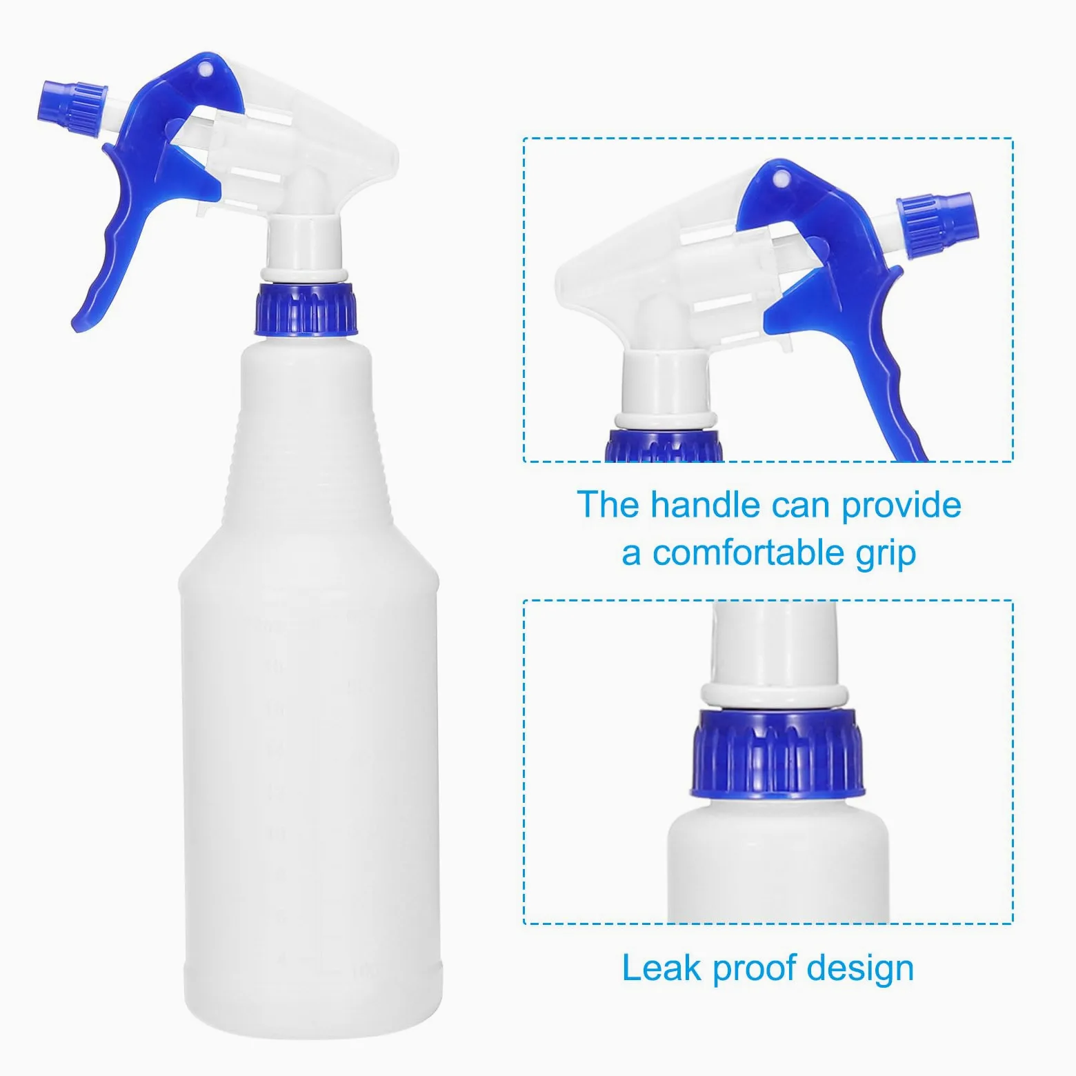PATIKIL 12pcs 750ml/24oz Bouteilles De Pulvérisation En Plastique Bleu | Buse Réglable Anti-Fuites Vide Brumisateur Jet D'Eau, Pour Solutions De Nettoyage Plantes Cheveux