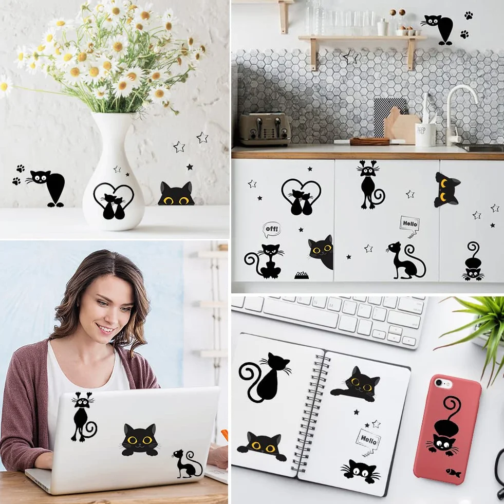 Autocollants Interrupteur Lumière Chat Animaux Rigolos Muraux Chambre Salon 16 Pièces