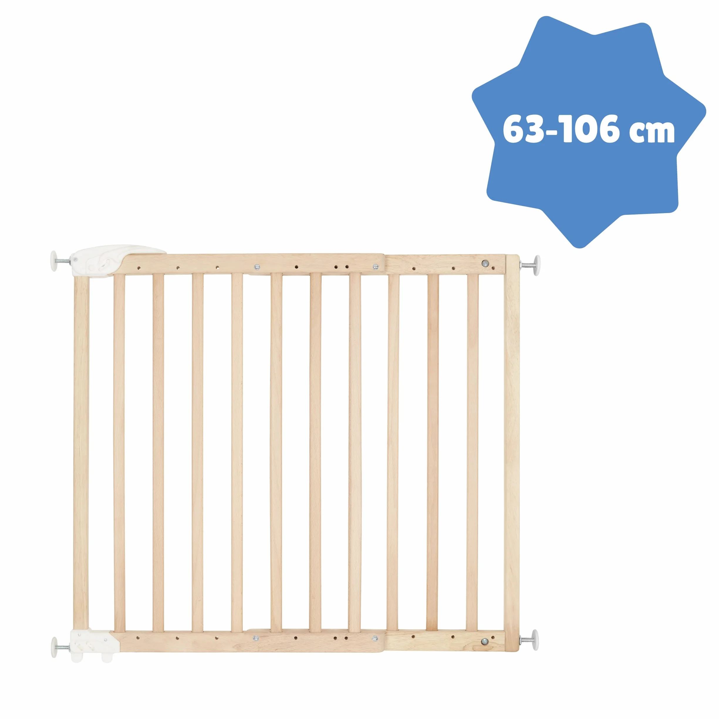 Badabulle Barrière de Sécurité Enfant Bois Deco Pop Extensible 63-106cm Fixation Vis Naturel
