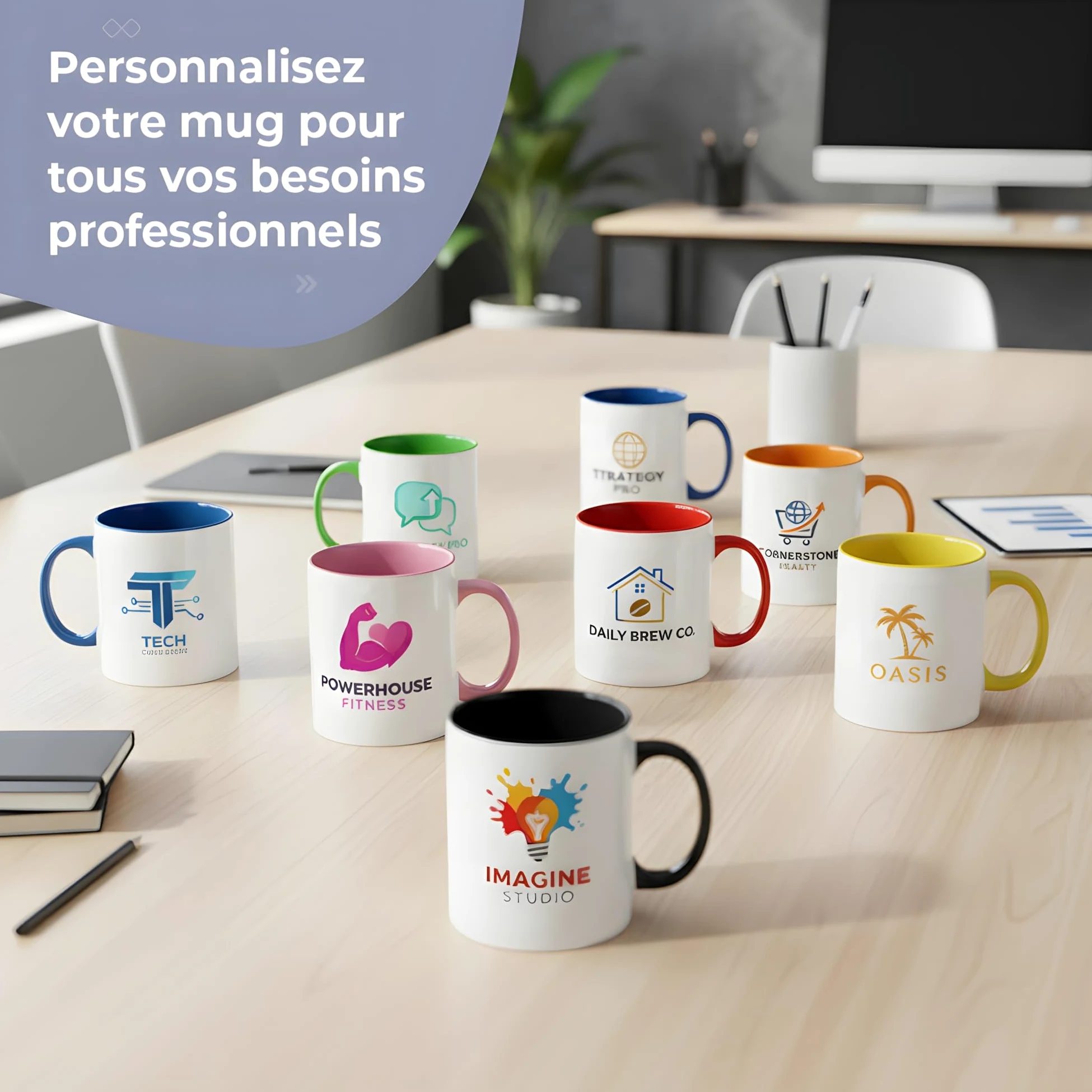 Cimpress Mug Personnalisable Photo Texte, 325 ml, Lot de 10, Orange | Tasse A Cafe Personnalisée Prénom, Tasses d'entreprise avec son propre logo, Cadeau d'Entreprise, Collègue