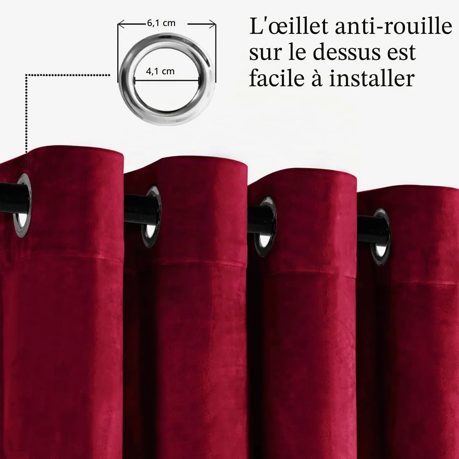 JIUZHEN Décorations de Noël Lot de 2 Rideaux Velours Occultants Doux et Opaques à Oeillets Rideau Thermique Isolant Anti Chaleur et Frois pour Chambre Décoration 140x260cm (LxH) Rouge Bordeaux