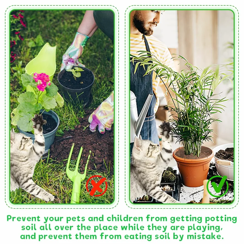 Joycabin Lot de 4 Grilles de Protection pour Pot de Fleurs 30 cm Protection Plantes Chat Enfants Animaux