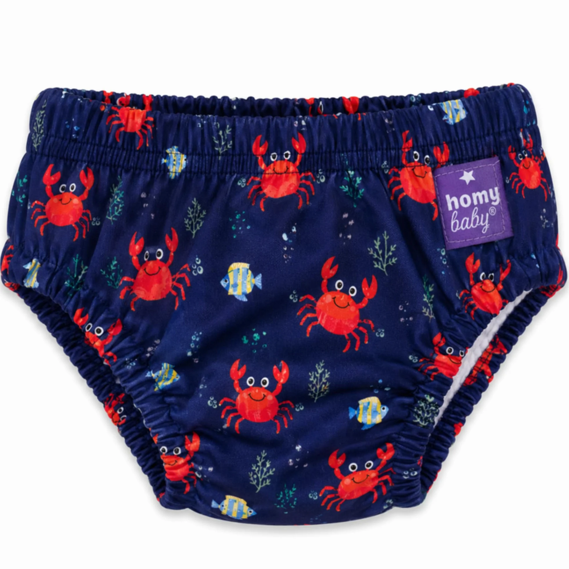 HOMYBABY Maillots de Bain Couches Lavables Réutilisables Bébé – Culotte de Bain Dès 6 Mois – Couche de Bain Bébé Lavable – Culotte d’Apprentissage Natation (Crabes, 24 mois)