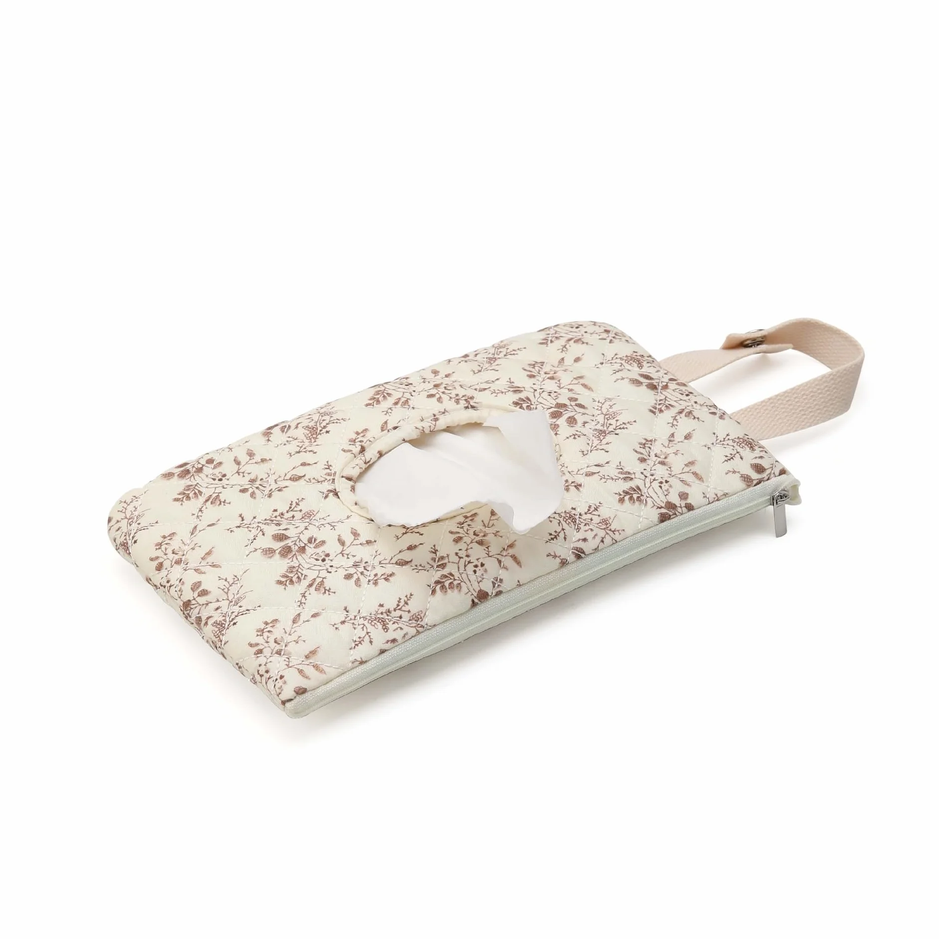 Pochette matelassée pour lingettes de bébé rechargeable compacte avec cordon
