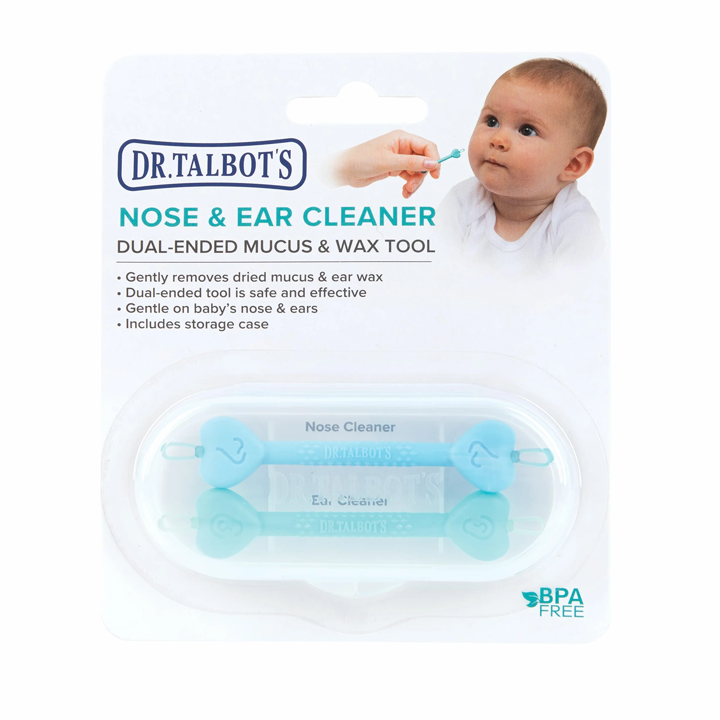 Nuby Dr. Talbot Nettoyeur de Nez et d'Oreilles Bébé Pack de 2 Vert Bleu