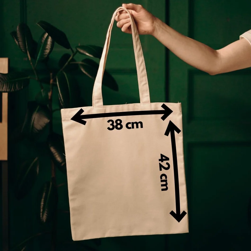 Tote Bag Personnalisable en Coton Bio 38x42cm Poignées Longues