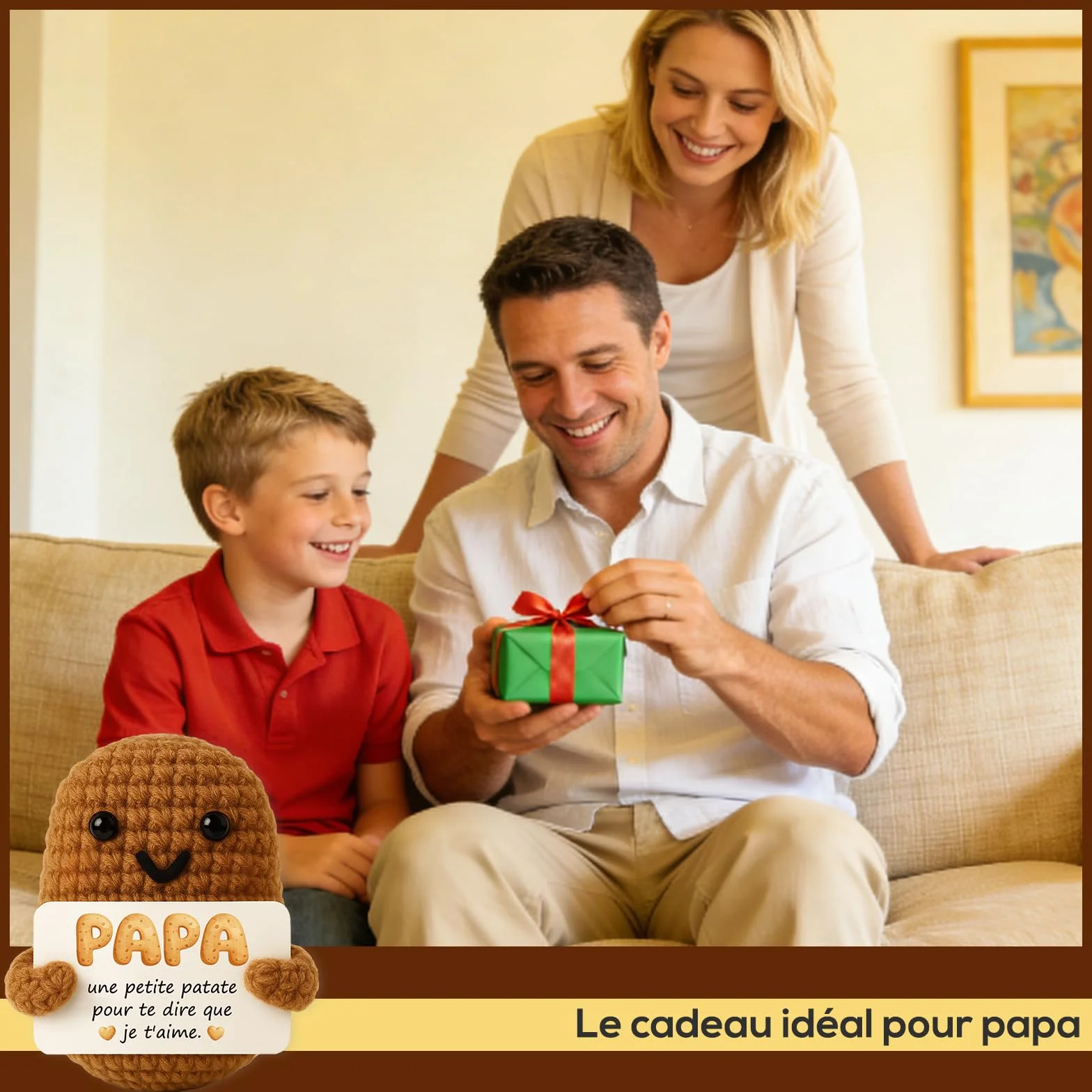 Tixlux Cadeau Papa Pomme de Terre Positive Fait Main Décoration Bureau Maison