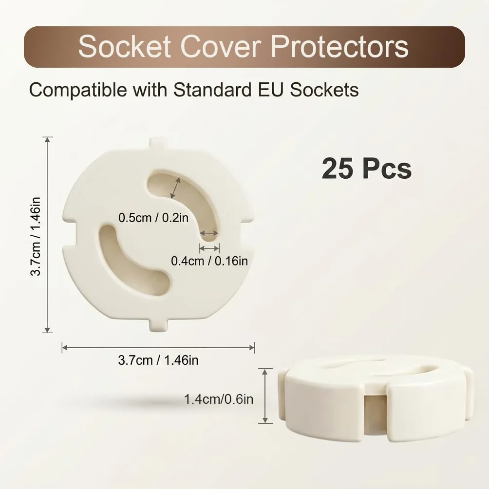 Cache-prises pour enfants - Protection contre les chocs électriques - Lot de 25 - Installation facile