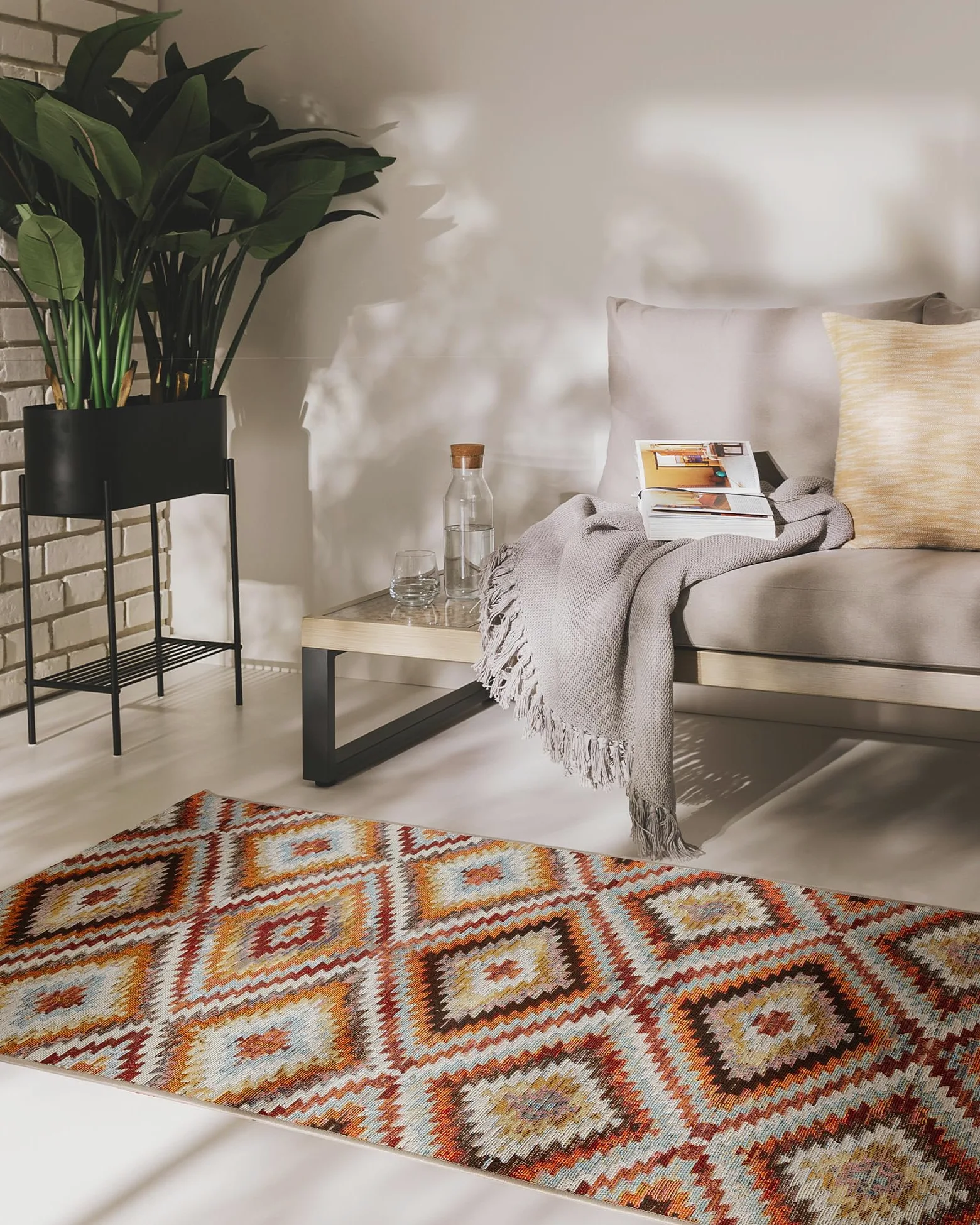 benuta Nest Artis - Fibre synthétique - Convient pour l'extérieur - Tapis & style : abstrait, géométrique, style ethnique, rétro - Facile d'entretien pour le salon, la chambre à coucher, multicolore,