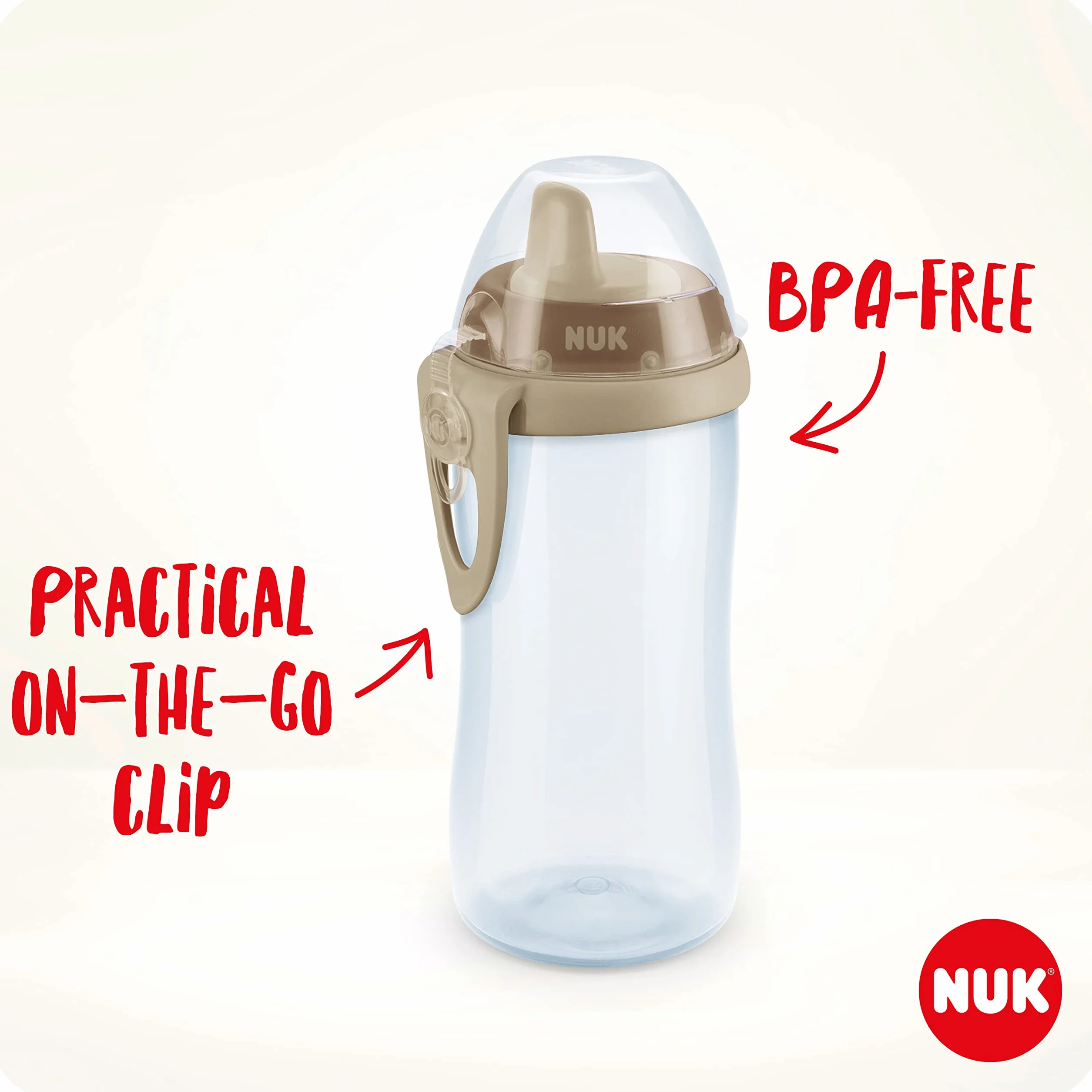 NUK Kiddy Cup Night Gobelet enfant 300 ml bec verseur anti-fuite brille dans le noir sans BPA violet