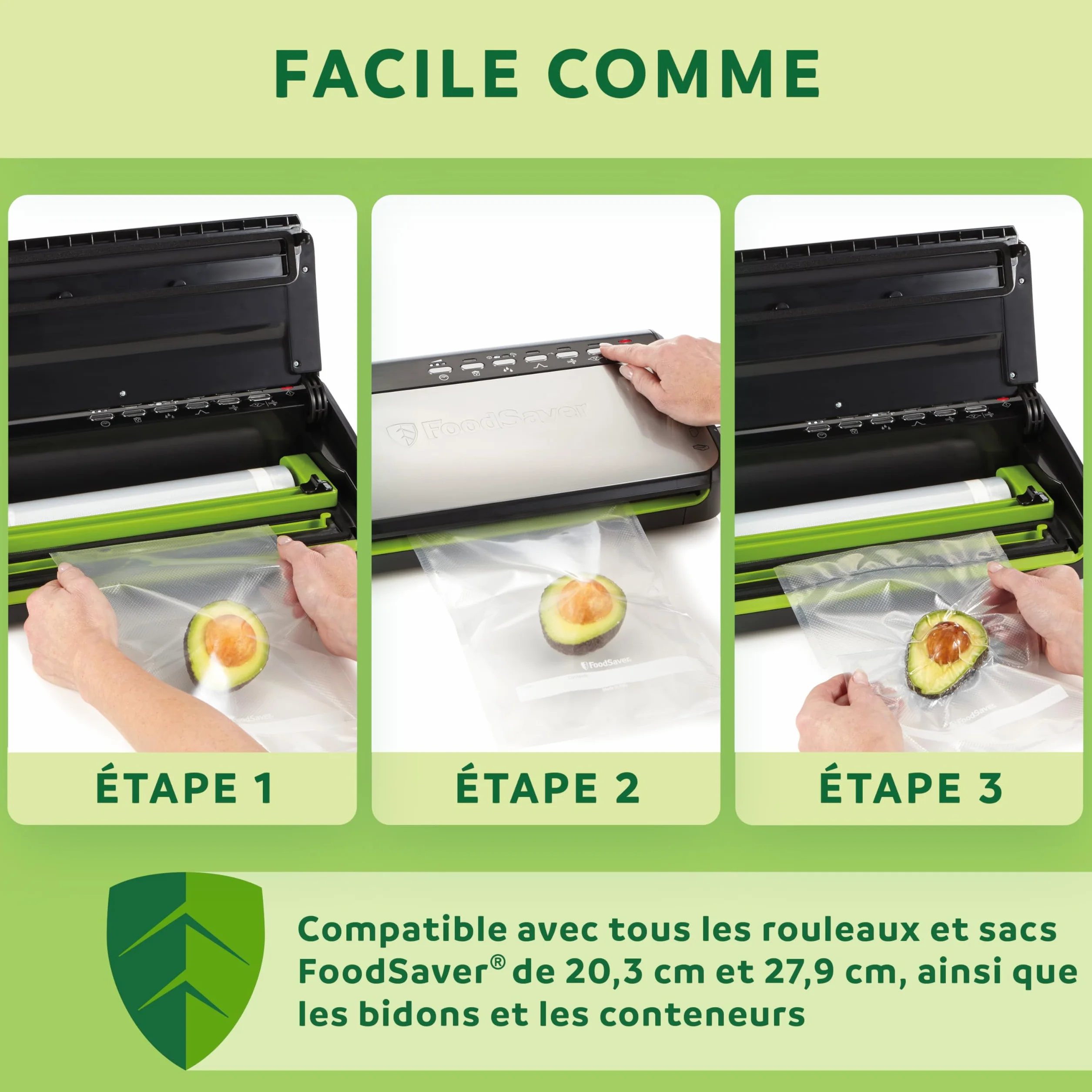 FoodSaver FFS005X Machine sous Vide avec Compartiment Rangement Rouleau Cutter, Pulse Aliments Fragiles, Accessoires Sacs