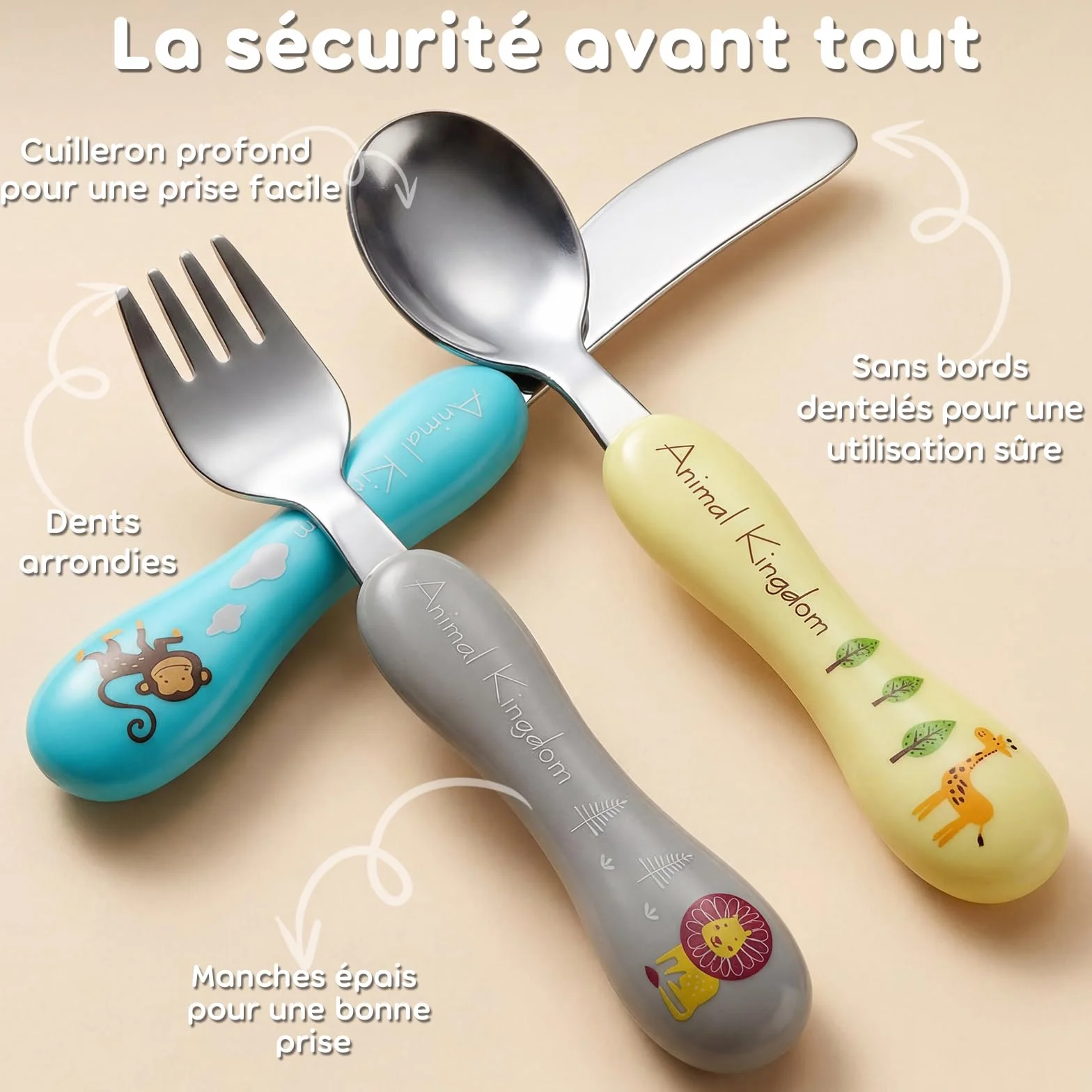 Lehoo Castle Couverts Enfant 6 Pièces Set Couvert Bébé Garçons Filles