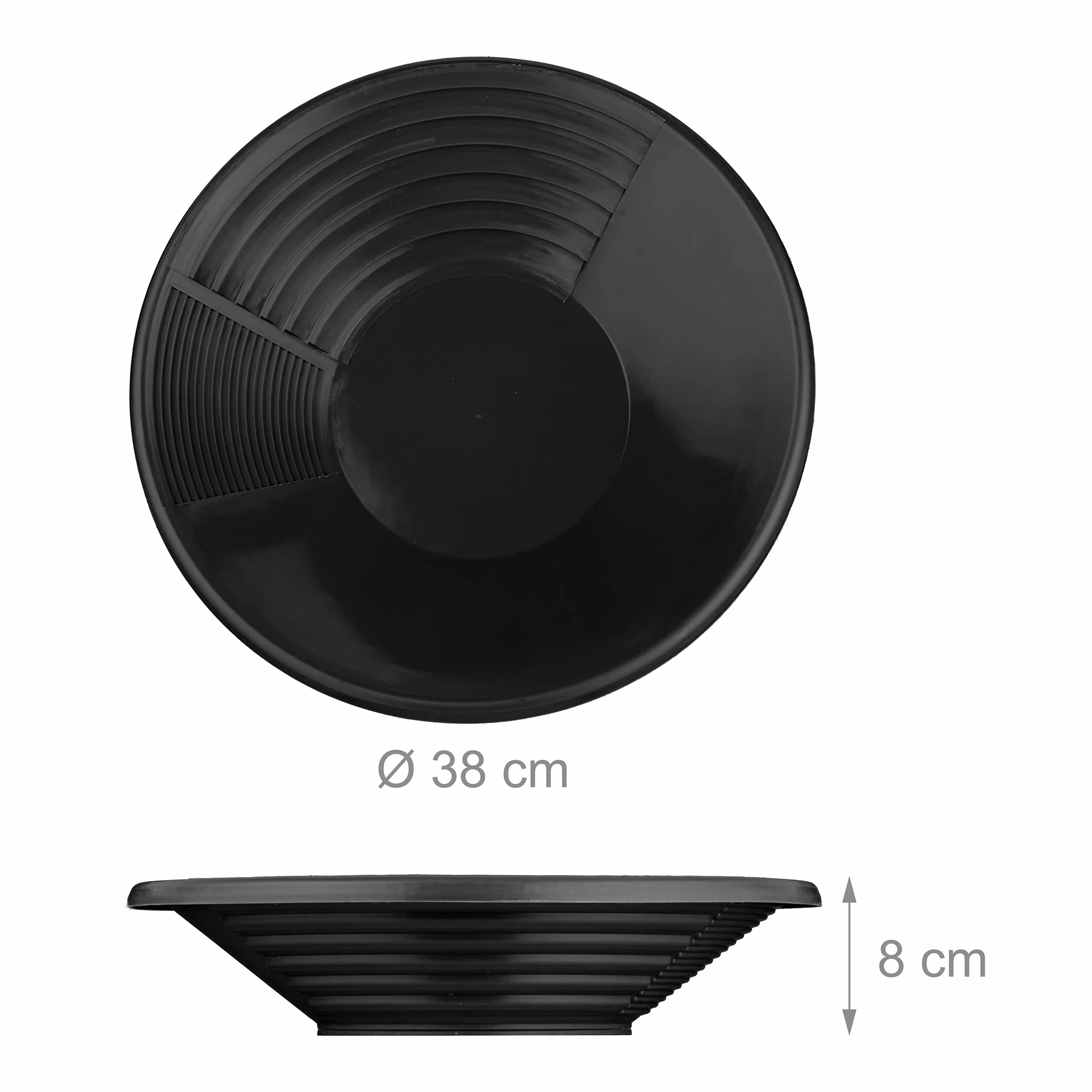 Relaxdays Batée d'orpaillage Lot de 2, 8 x 38 cm, Plastique, 3 Zones, Noire