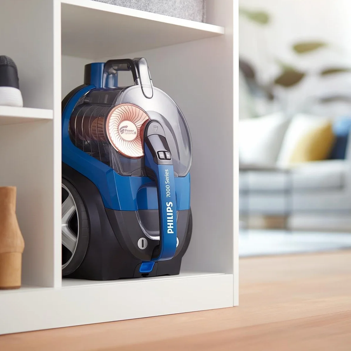 Philips Aspirateur sans Sac Série 7000 - 900W, HEPA 13, PowerCyclone8, Brosse Turbo Animaux, Compact, Bleu foncé