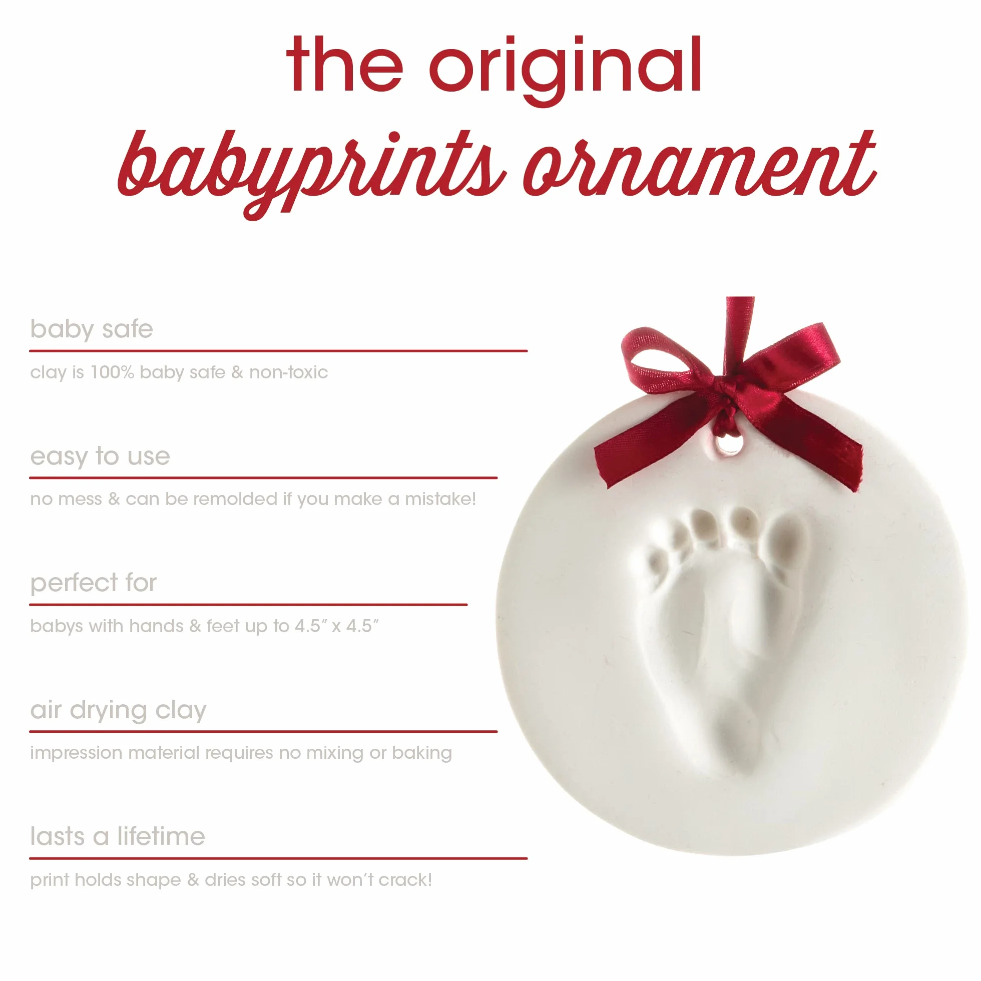 Pearhead Ornement Souvenir Empreinte Main/Pied, Blanc