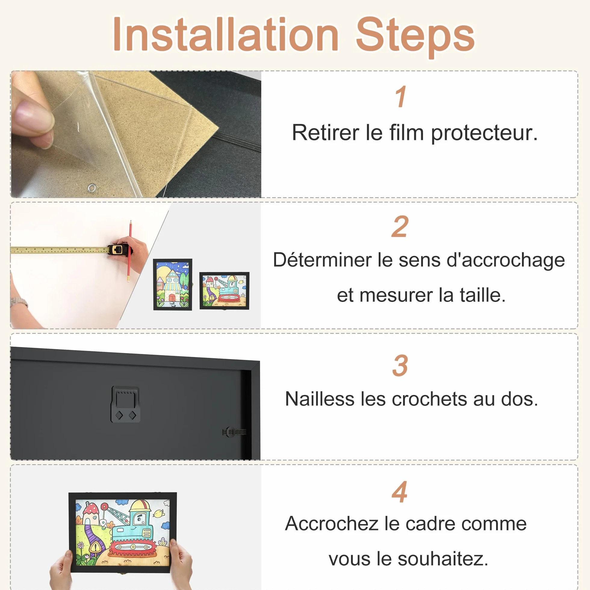 SRIWATANA Cadre Dessin Enfant A4 Remplissable 150 pcs Art pour Écoles Maison Blanc