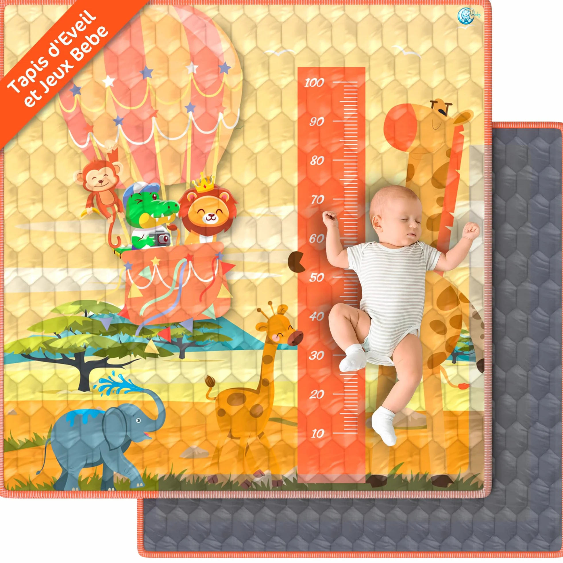 Tapis d'Éveil Pliable 120x120 cm Mousse Montessori Motricité Évolutif VALBABY