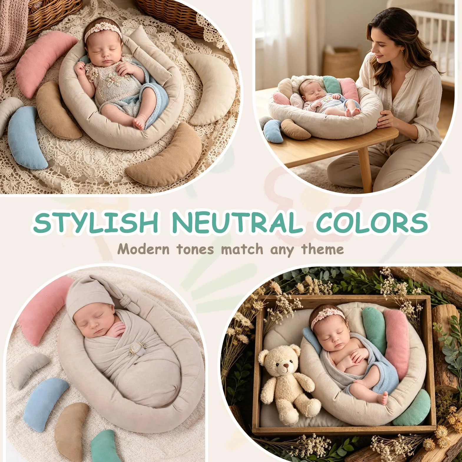 Oreiller de Photographie pour Bébé Nouveau-né, Accessoires Respirants et Doux pour Séance Photo