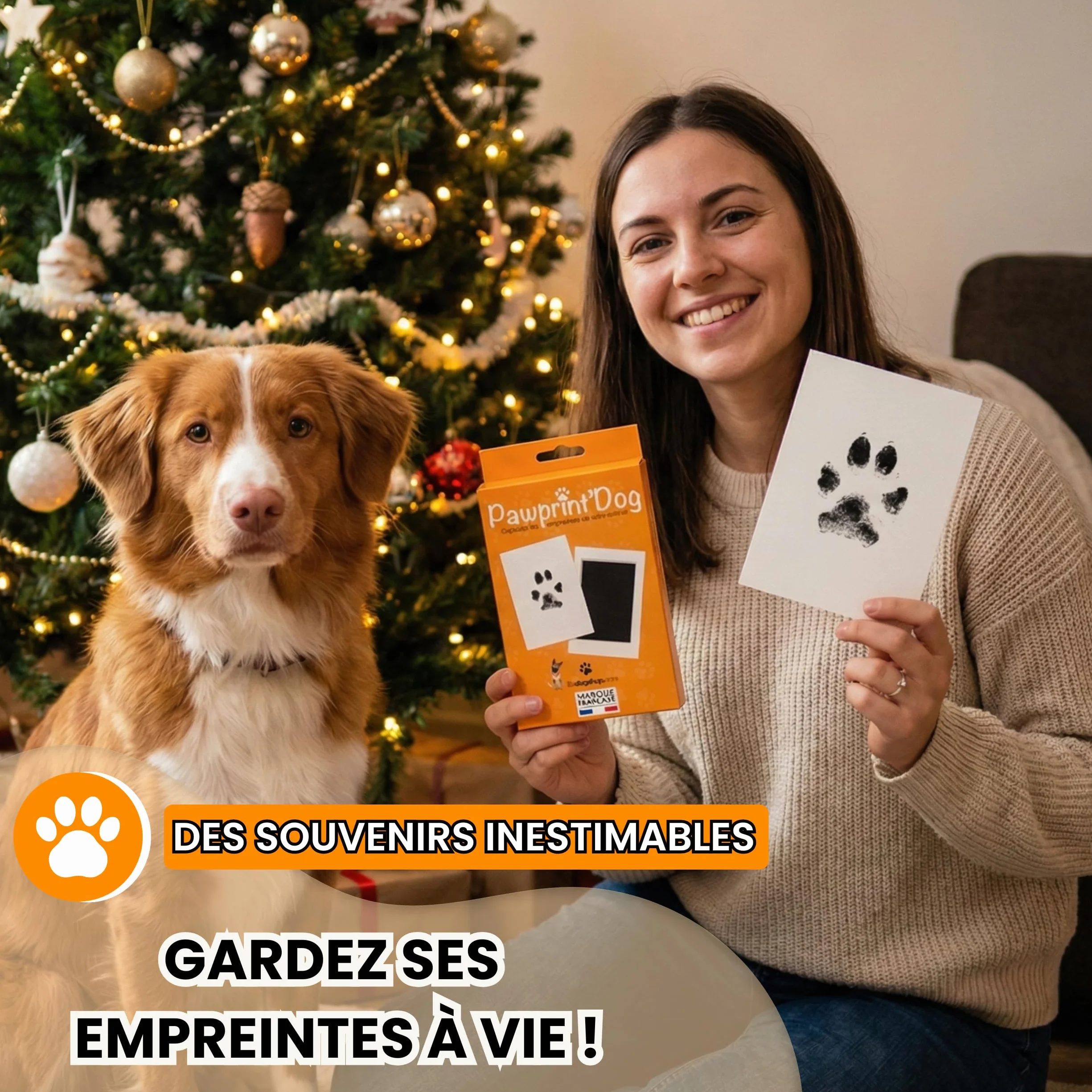 Kit Empreinte Chien Tampon Encreur Patte Chien Chat Souvenir Tatouage Cadre Grande Taille 12,5x8cm