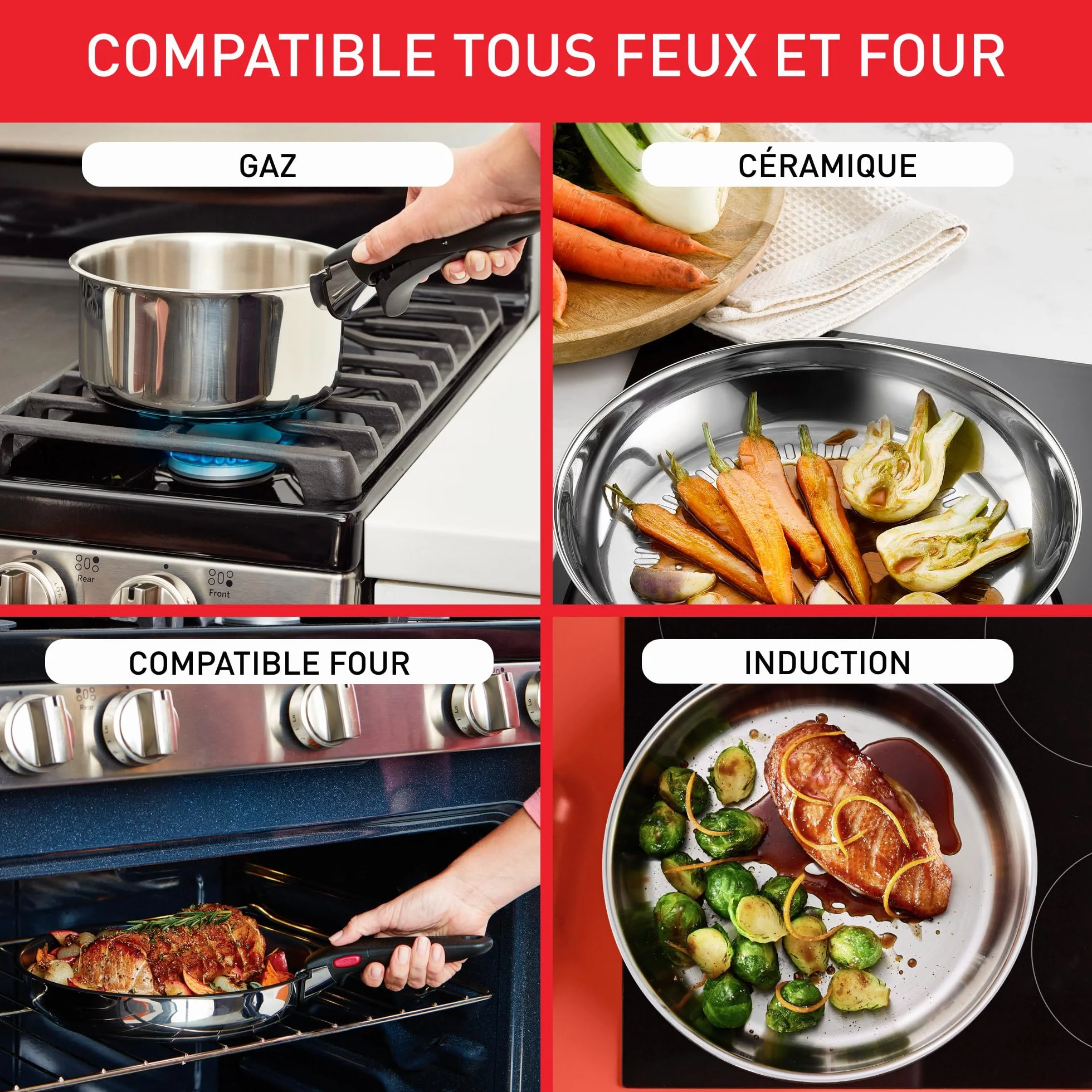 Tefal INGENIO EMOTION Set 4P Inox non revêtu