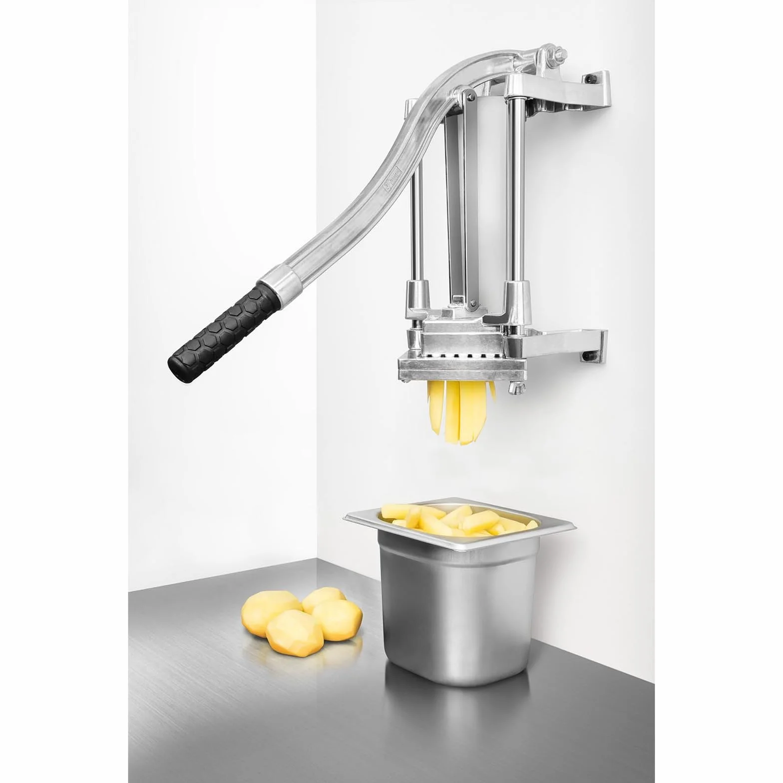 Royal Catering RCKS-3 Coupe-frites acier inoxydable aluminium 3 lames 8x8 10x10 12x12 manuel montage mural