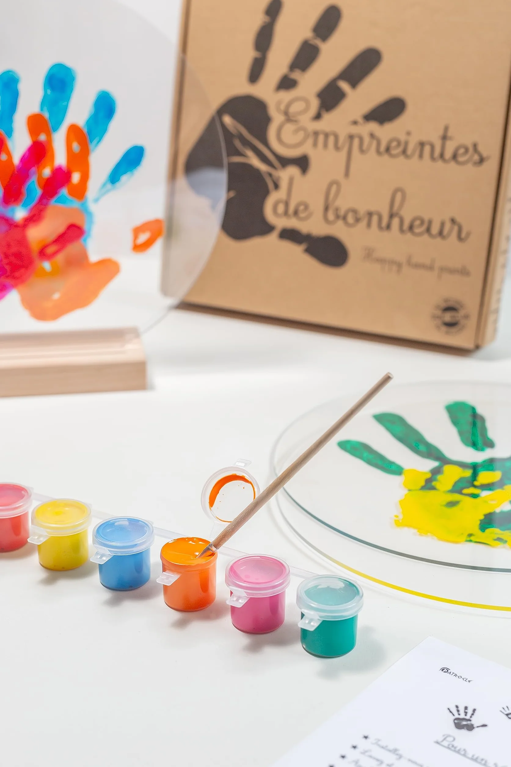 LouYou Kit Empreinte de Mains Famille de 4 - Couleurs Peps - Cadeau Naissance Bébé - Coffret Souvenir Made in France