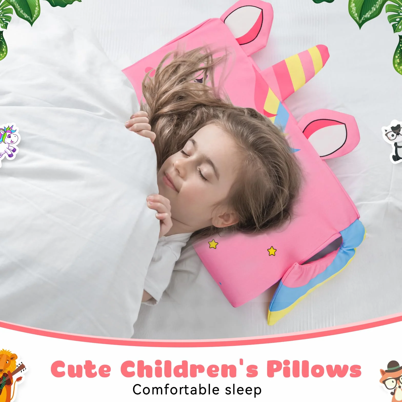 Coussin Enfant Oreiller Ergonomique Respirant Détachable 45 x 27 cm