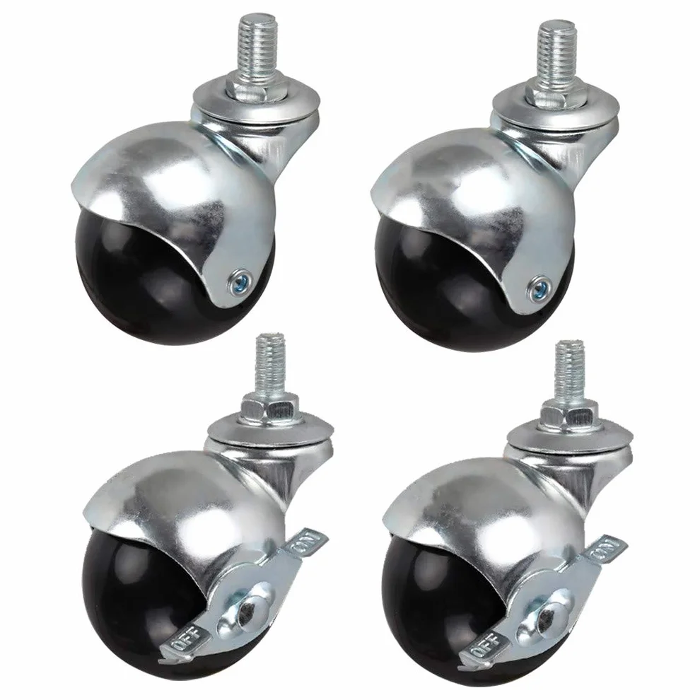 Caster Wheels 4pcs Office Chair Swivel Casters 2" 50mm Furniture Ball Casters Nylon Silent with Threaded Rod M8/M10