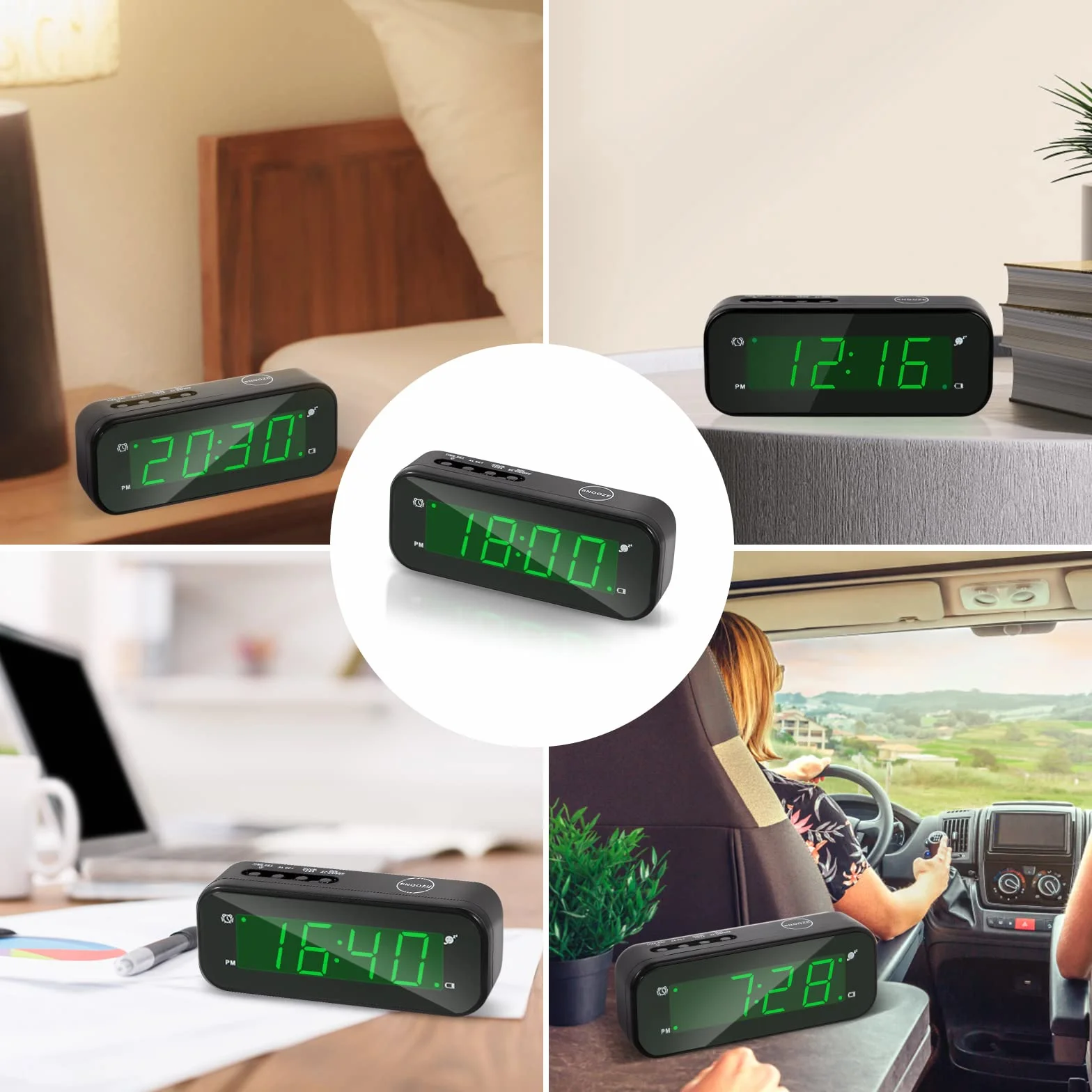 Horloge numérique LED à Piles avec Réveil Snooze - Petite Horloge de Bureau