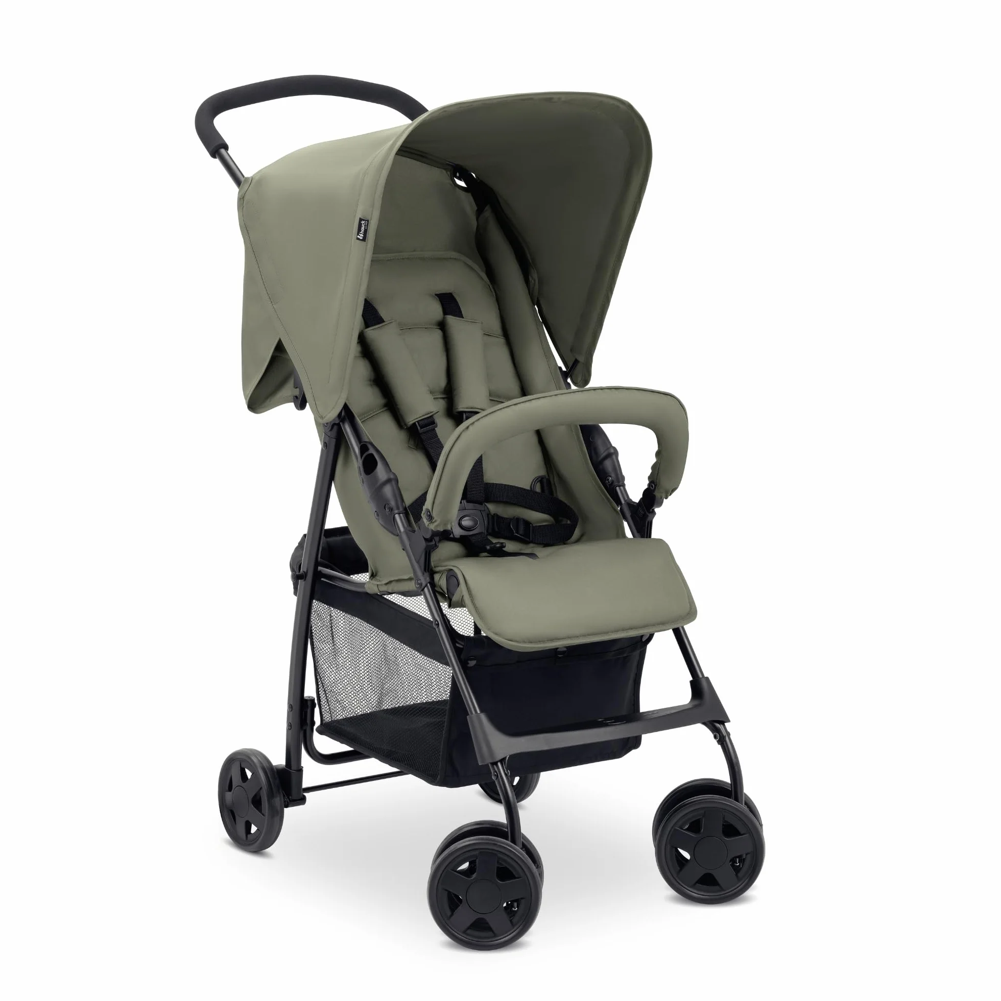 Hauck Poussette Compacte Citadine Sport 5,9 kg Pliable Inclinable 15 kg Capote Pare-Soleil Grand Panier 3 kg Olive