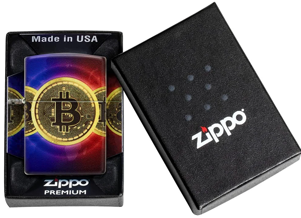 Zippo Briquet Tempête - Modèle Bitcoin - 540 Color Impression en Multicolore - Rechargeable - Réutilisable - Design Coupe-Vent - Coffret Cadeau - Fabriqué aux États-Unis