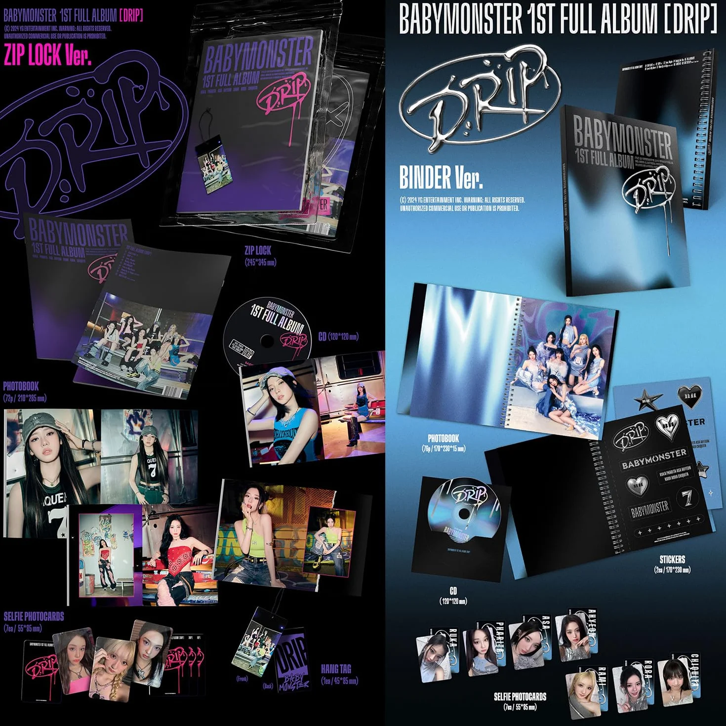 BABYMONSTER DRIP Binder Ver. Album Photo CD Accessoires 76 Pages 23.2 x 18.4 x 1.5 cm Multicolore