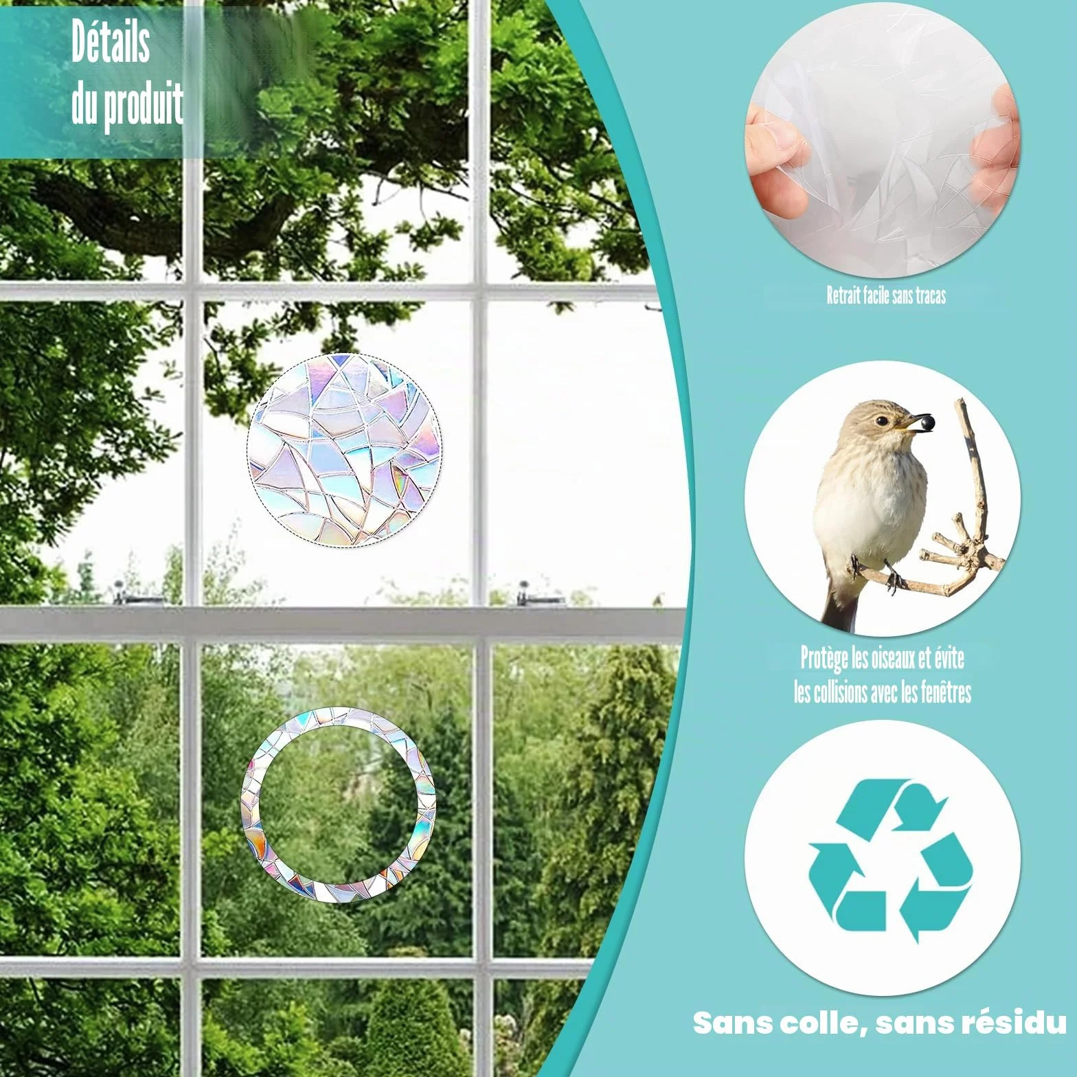 Abeillo Suncatcher Lot de 29 autocollants pour fenêtre Protection contre les oiseaux Anti-collision Autocollants réfléchissants
