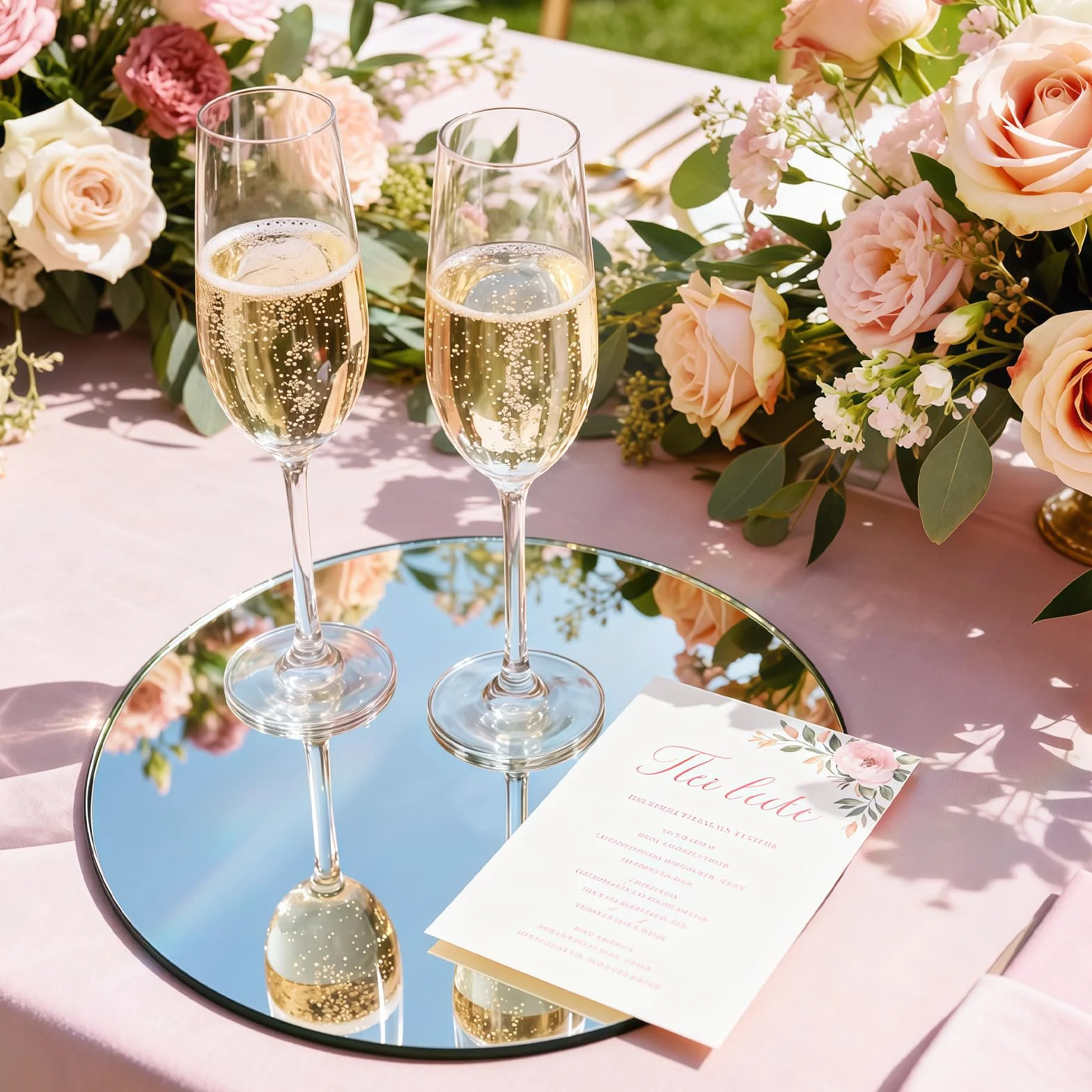 Plaques de miroir rondes Lot de 2 pour décoration table mariage