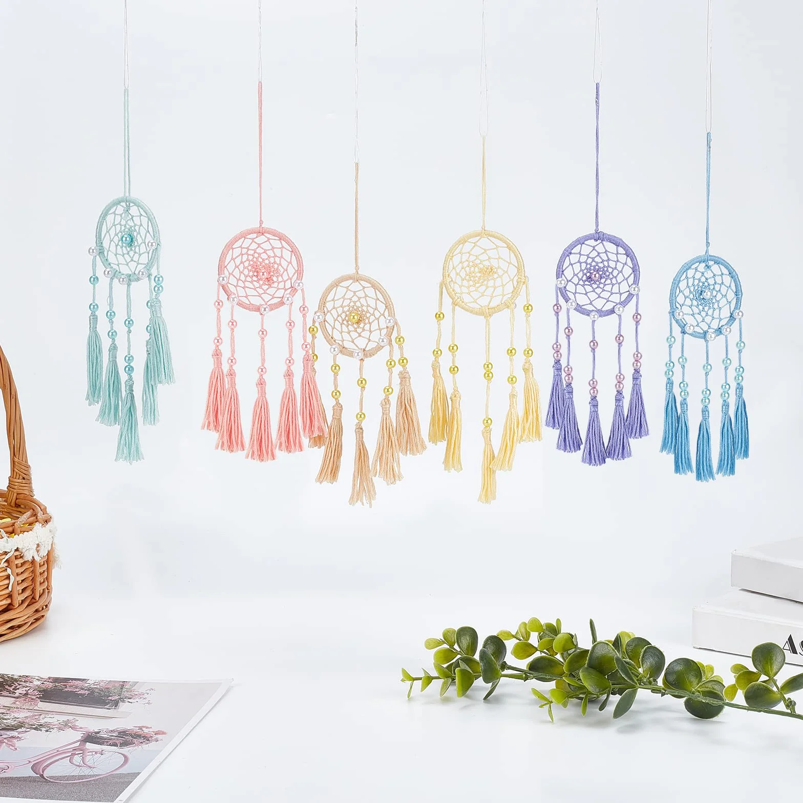 Kit attrape-rêves à faire soi-même Lot de 6 mini attrape-rêves pour sac pendentif porte-clés miroir voiture