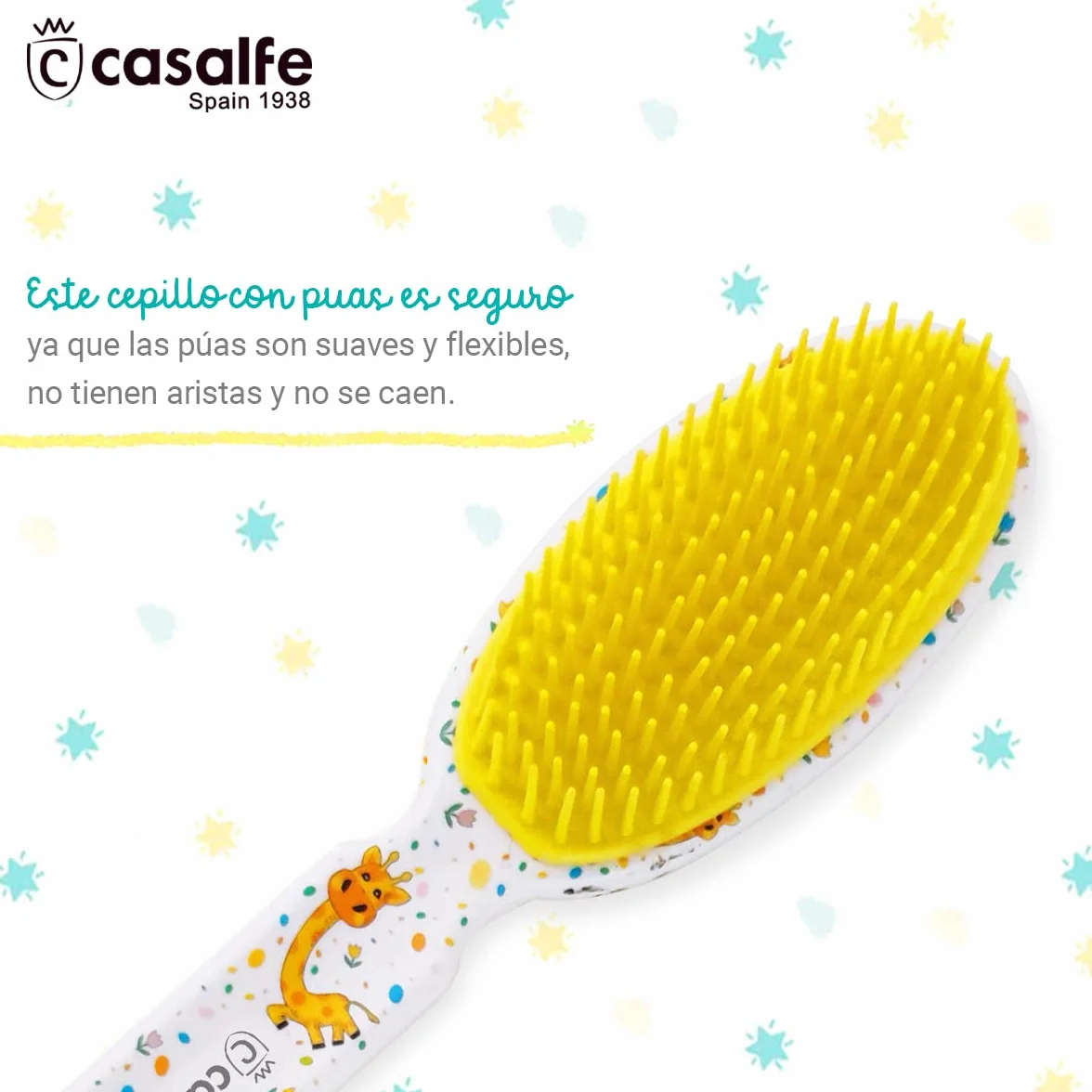 Brosse à cheveux bébé 9-17 mois pointes souples sans BPA girafe Casalfe