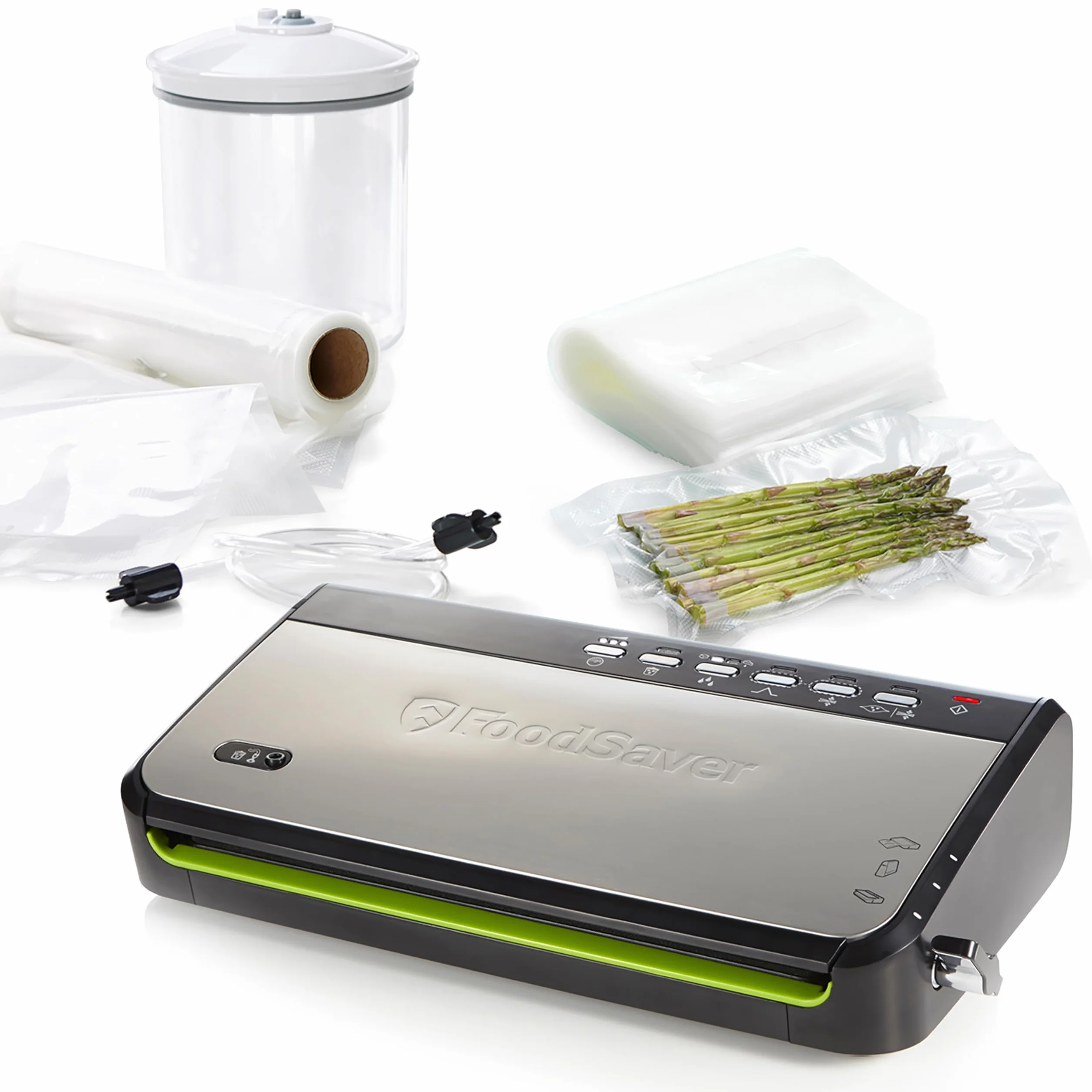 FoodSaver FFS005X Machine sous Vide avec Compartiment Rangement Rouleau Cutter, Pulse Aliments Fragiles, Accessoires Sacs