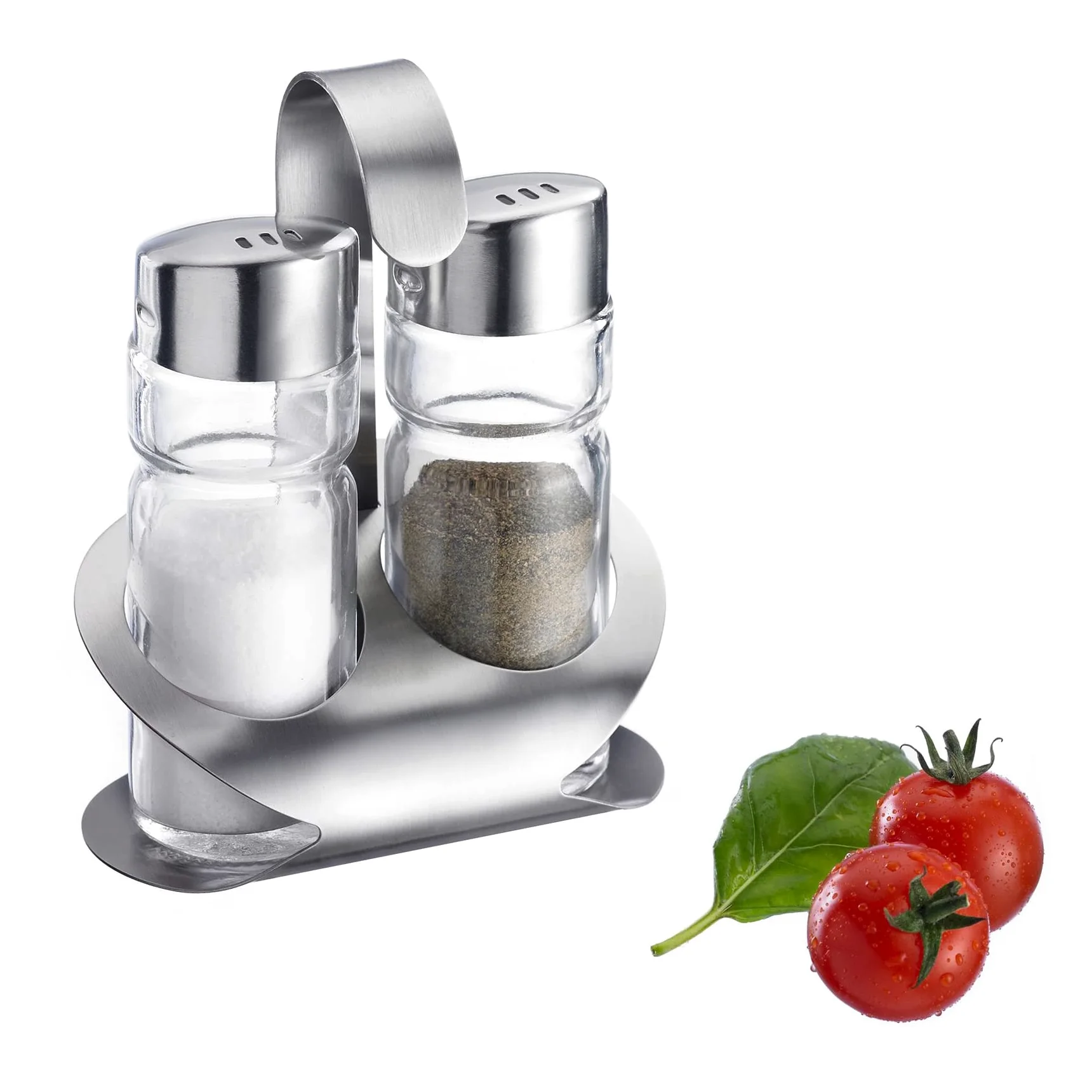 Westmark Ménage Sel et Poivre, 6 Pièces, 3 Pièces, Capacité : env. 40 ml, Acier Inoxydable/Verre, Wien, Argent/Transparent, 650222E2